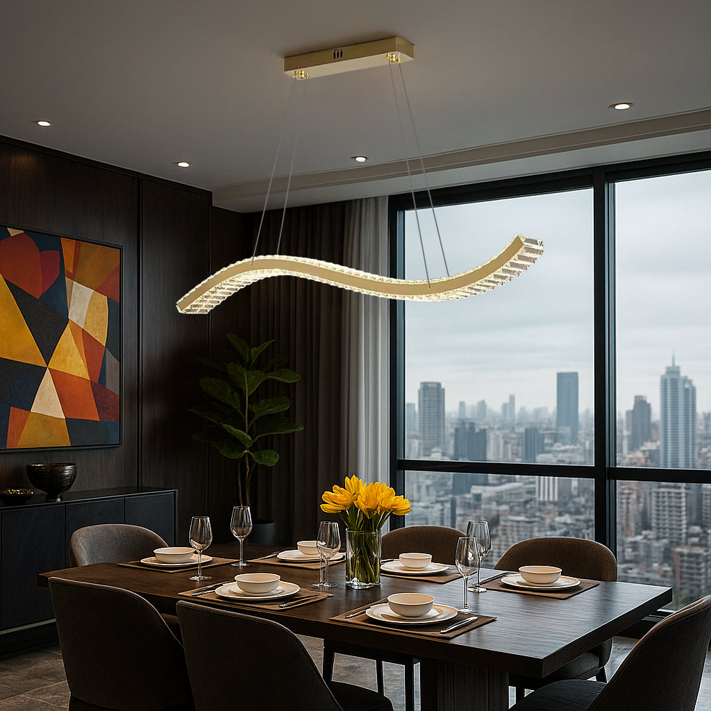 Crystal Hanging Wave Chandelier Pendant Light