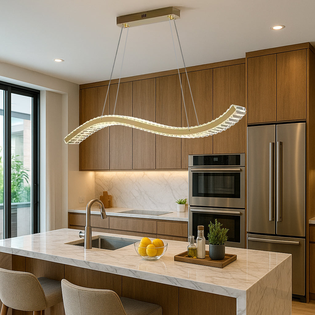 Crystal Hanging Wave Chandelier Pendant Light