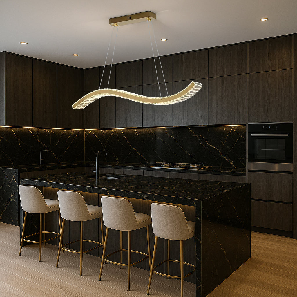 Crystal Hanging Wave Chandelier Pendant Light