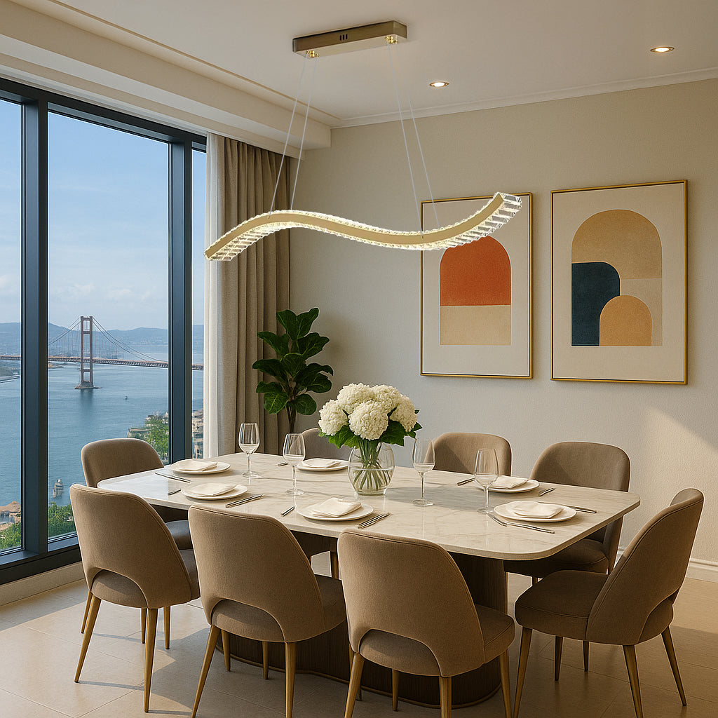 Crystal Hanging Wave Chandelier Pendant Light