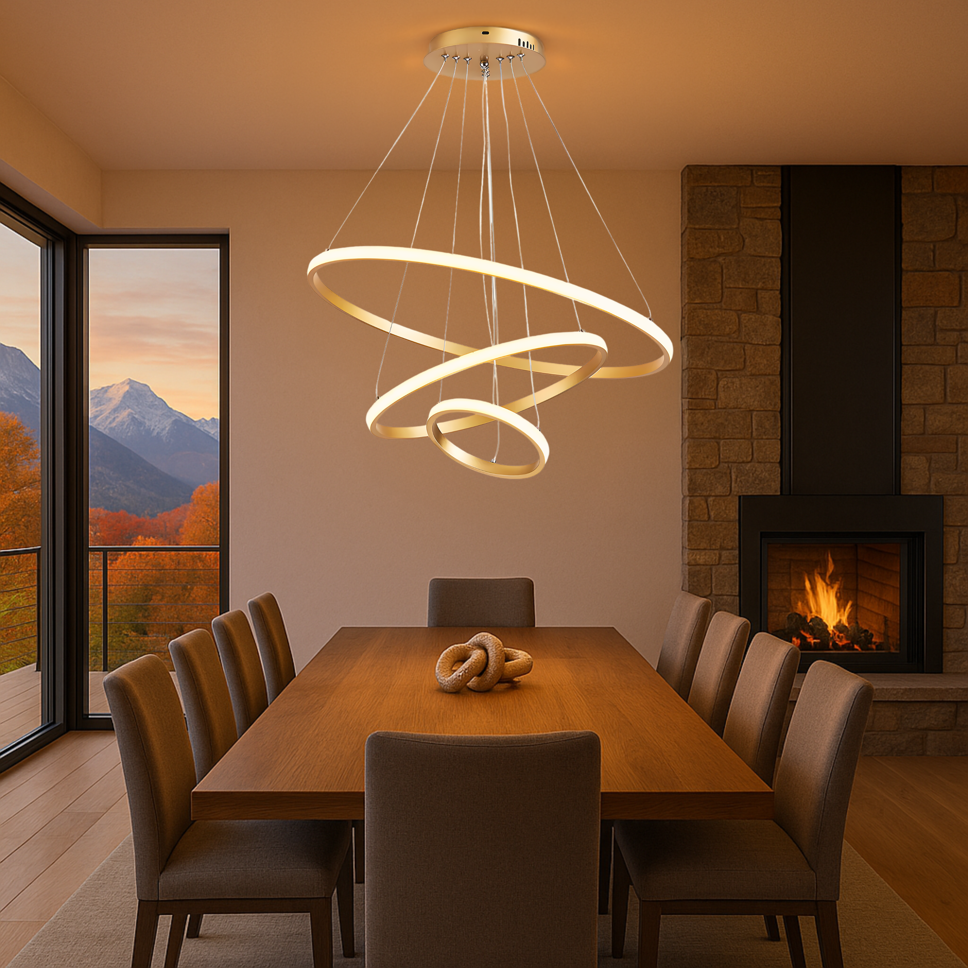Modern 3-Ring Halo Chandelier Pendant
