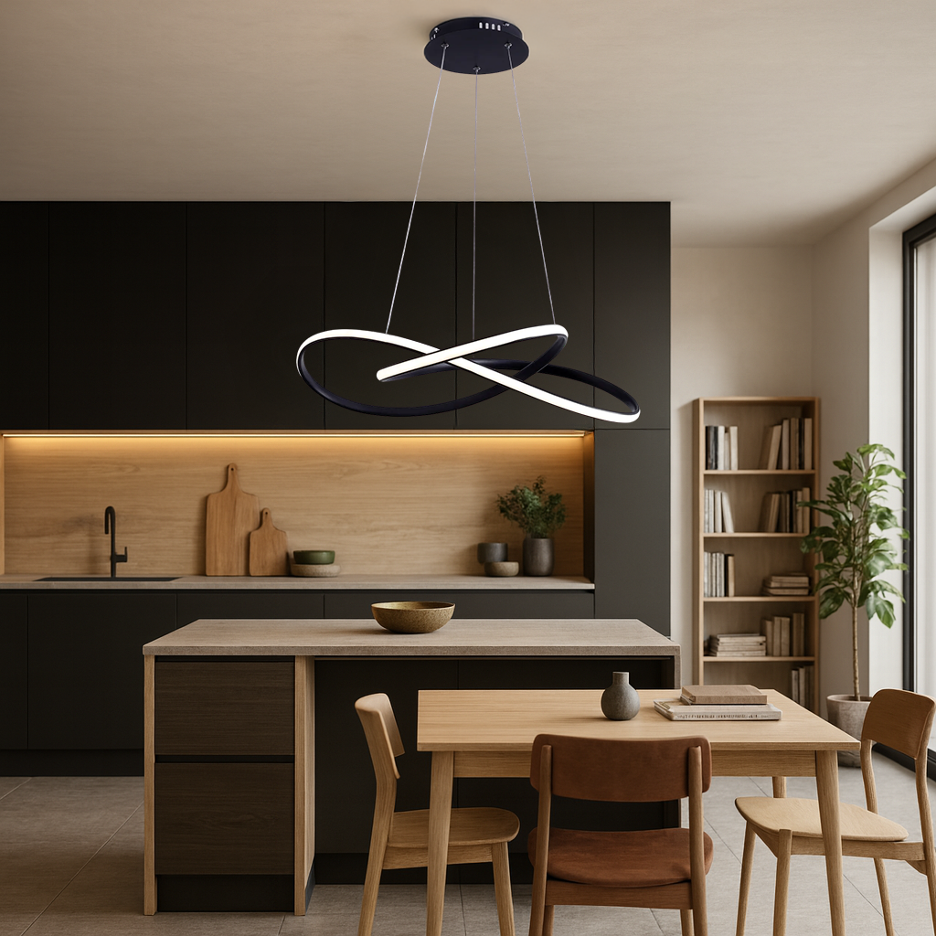 Modern Black Infinity Loop Pendant