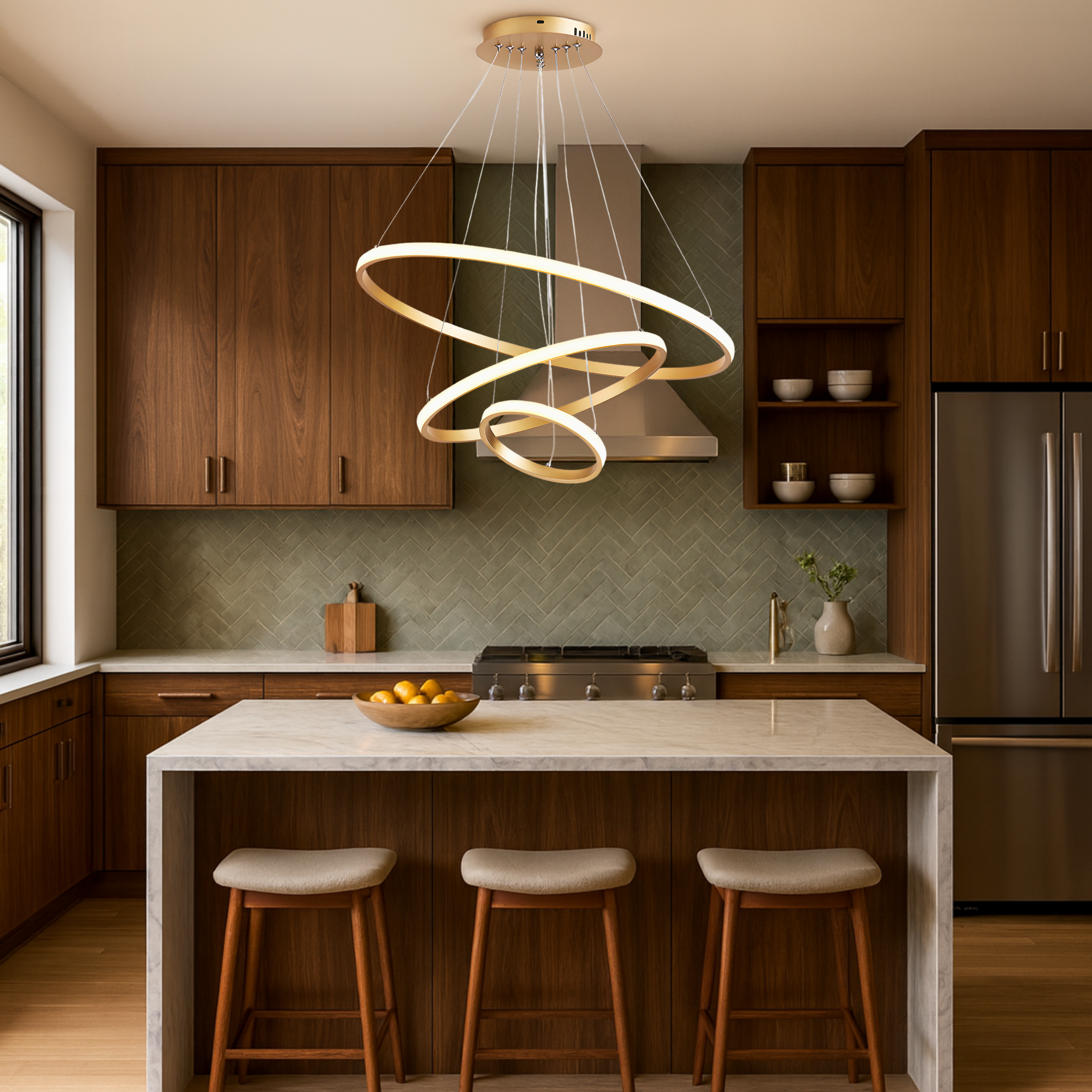 Modern 3-Ring Halo Chandelier Pendant