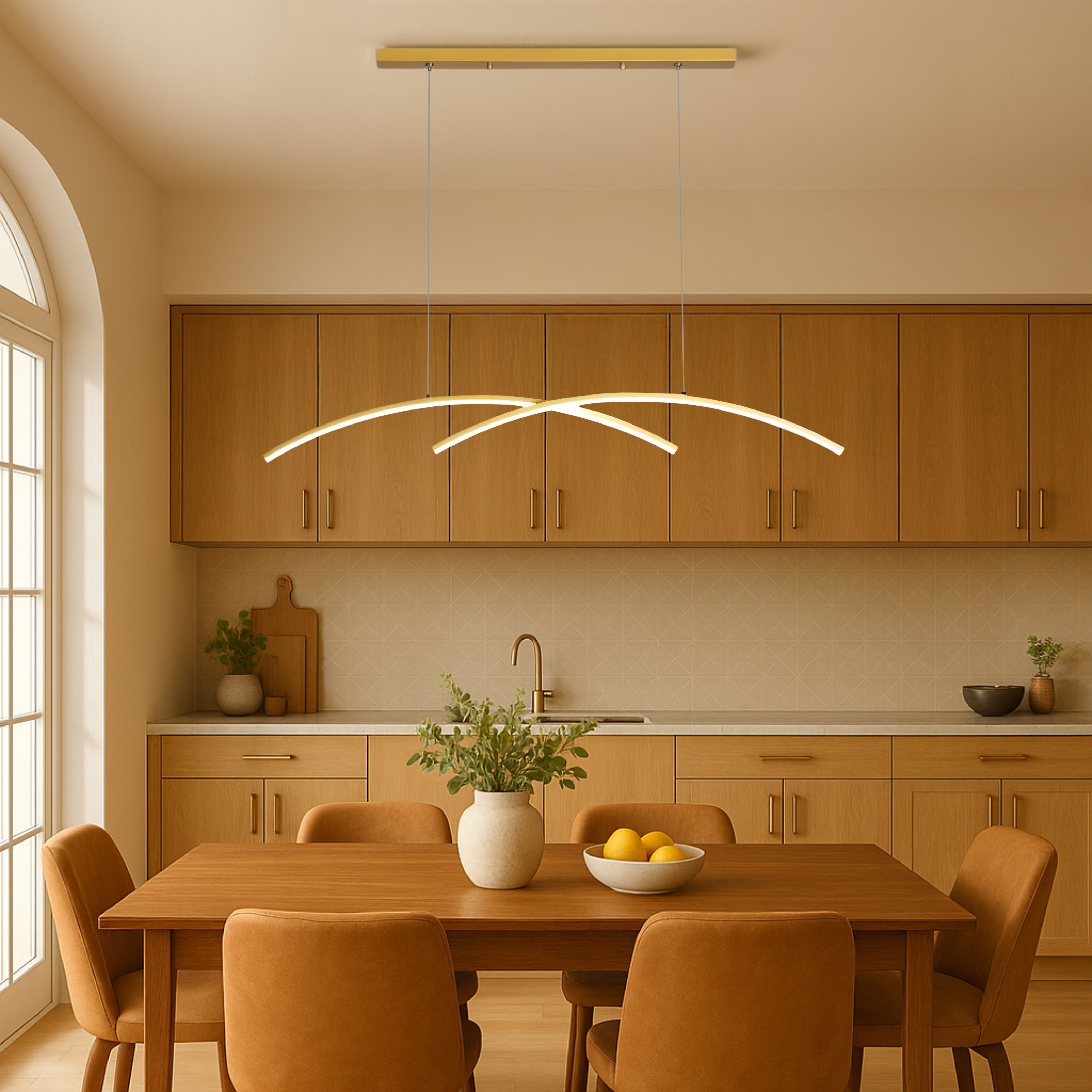 Modern Twin Horizon Arc Pendant