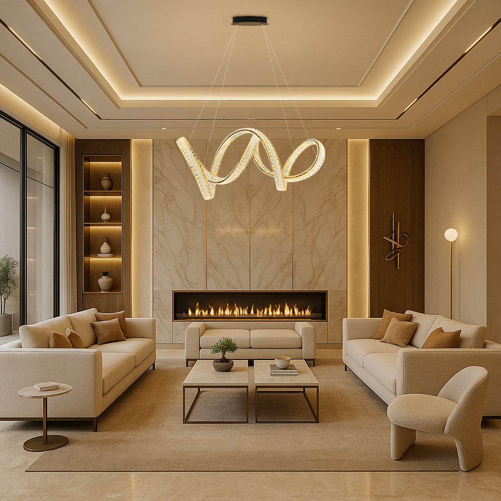 Luxury Crystal Twisted Ribbon Chandelier Pendant