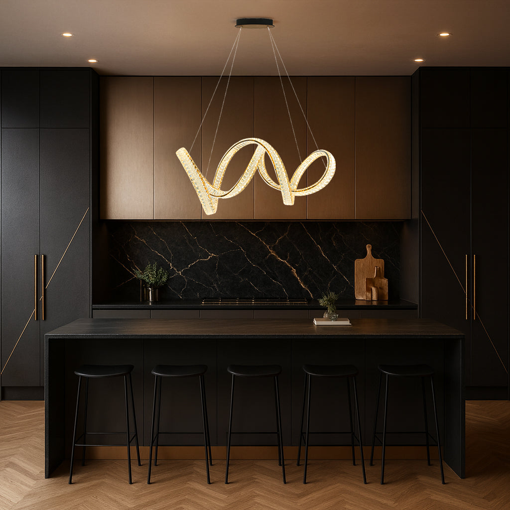 Luxury Crystal Twisted Ribbon Chandelier Pendant