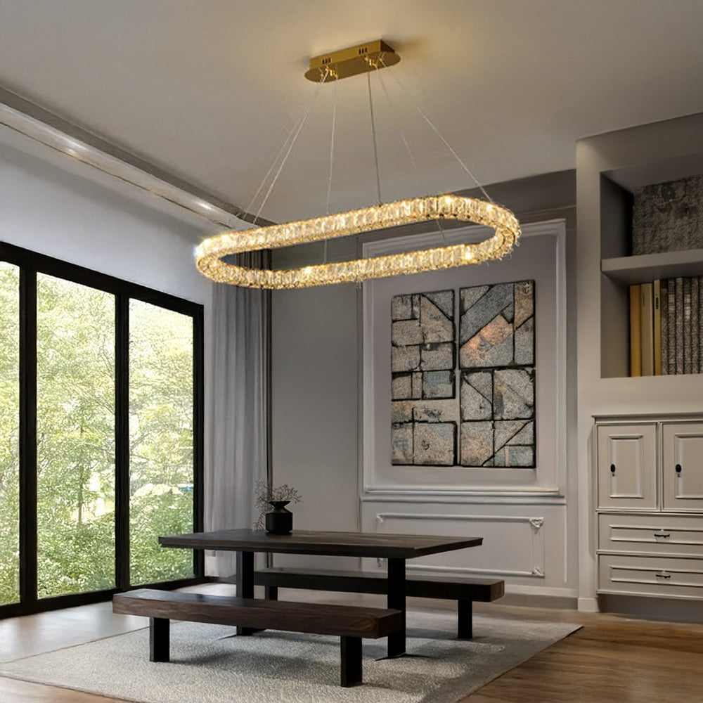 Luxury Crystal Curved Frame Chandelier Pendant