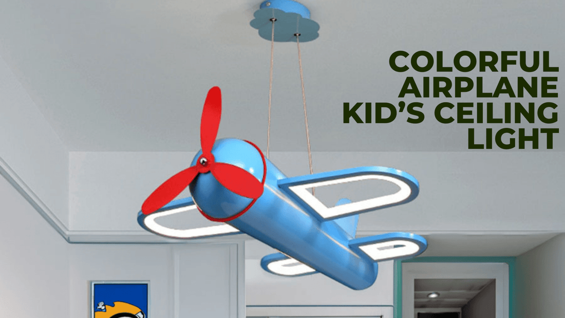 Introducing the Colorful Airplane Kid's Ceiling Light Fixture: A Whimsical Sky Adventure for Your Child's Room - Crystal & Lux