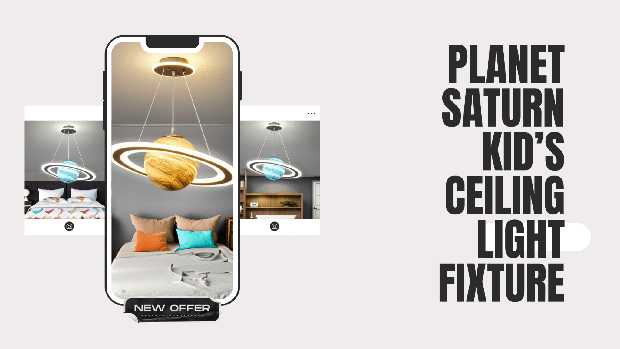 Introducing the Planet Saturn Kid's Ceiling Light Fixture: Illuminate Their Imagination! - Crystal & Lux