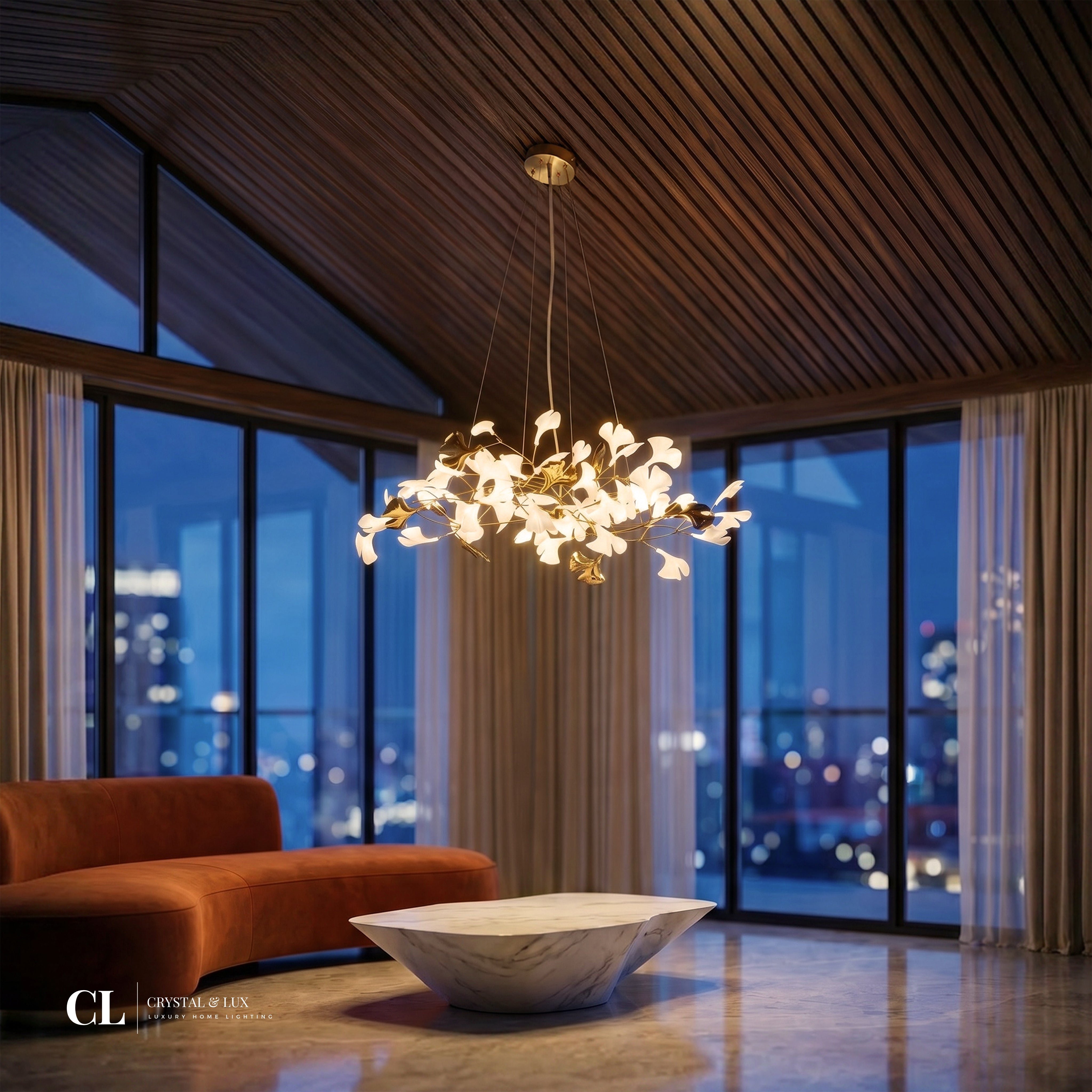 The Golden Ginkgo Chandelier