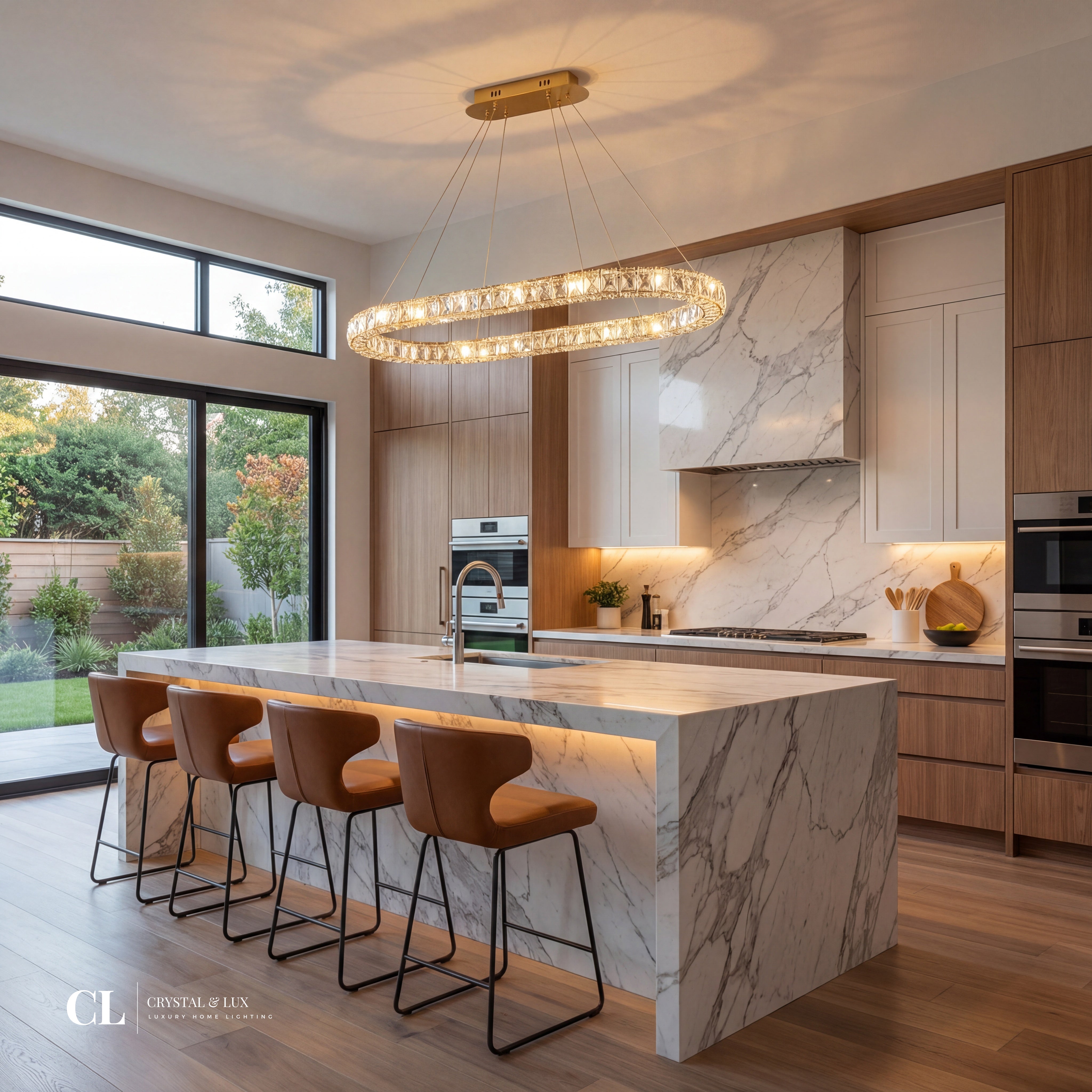 The Crystal Curved Frame Chandelier