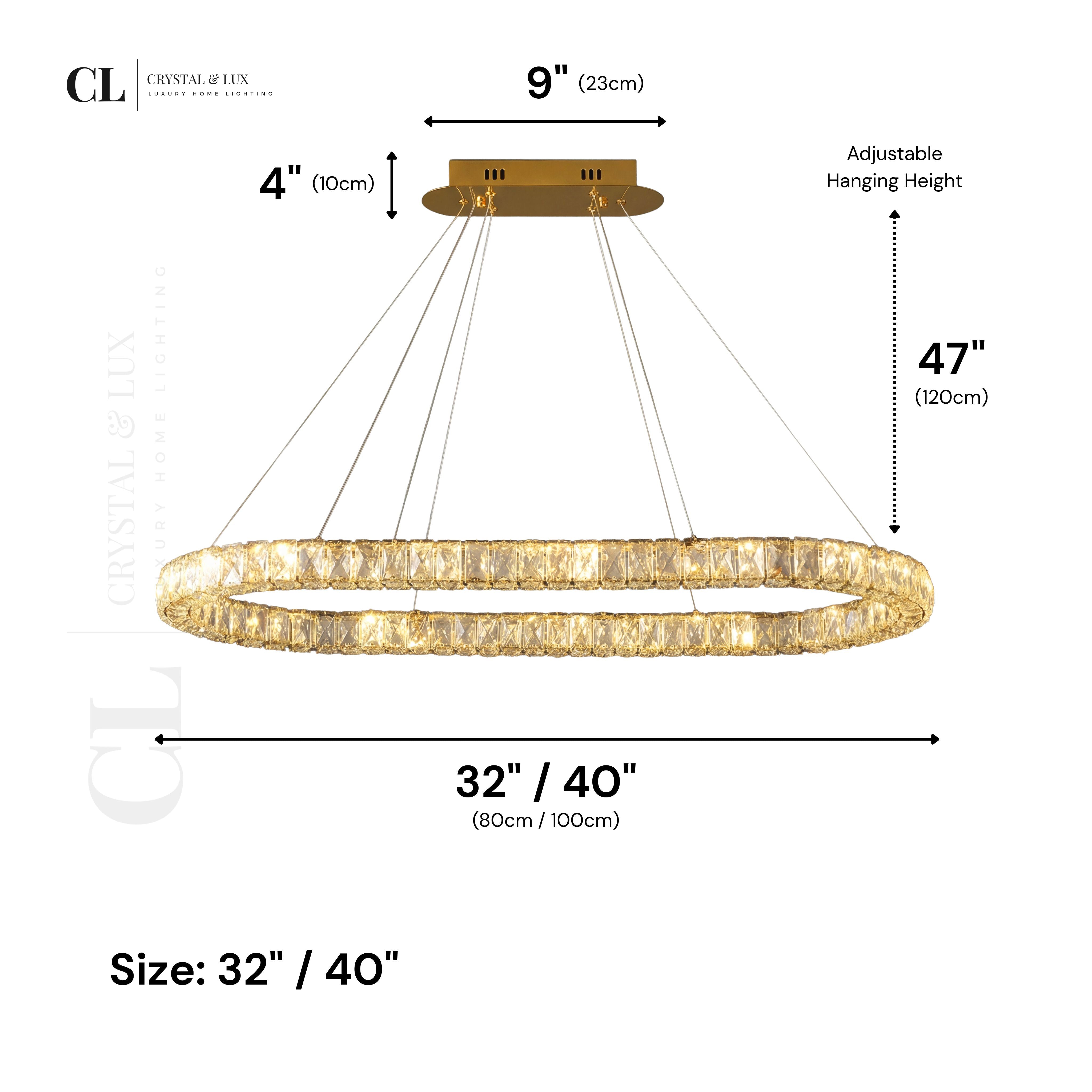 The Crystal Curved Frame Chandelier