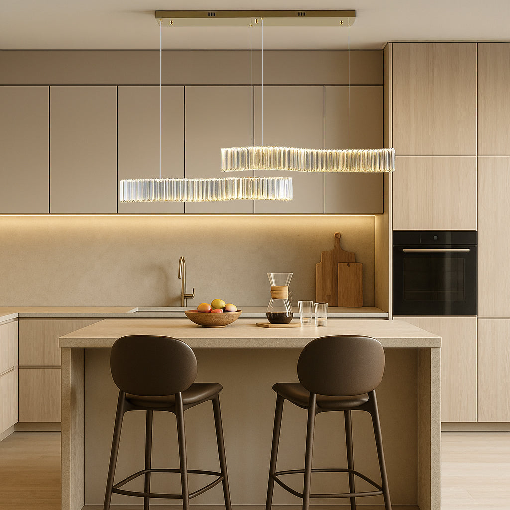 Dual Hanging Crystal Wave Pendant Light