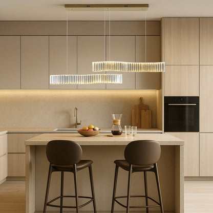 Dual Hanging Crystal Wave Pendant Light