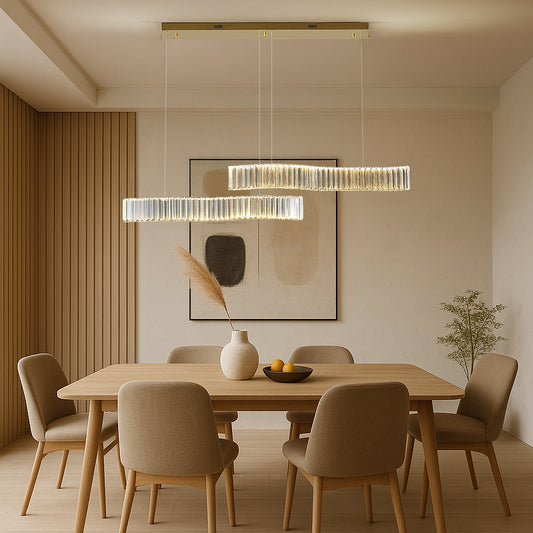 Dual Hanging Crystal Wave Pendant Light
