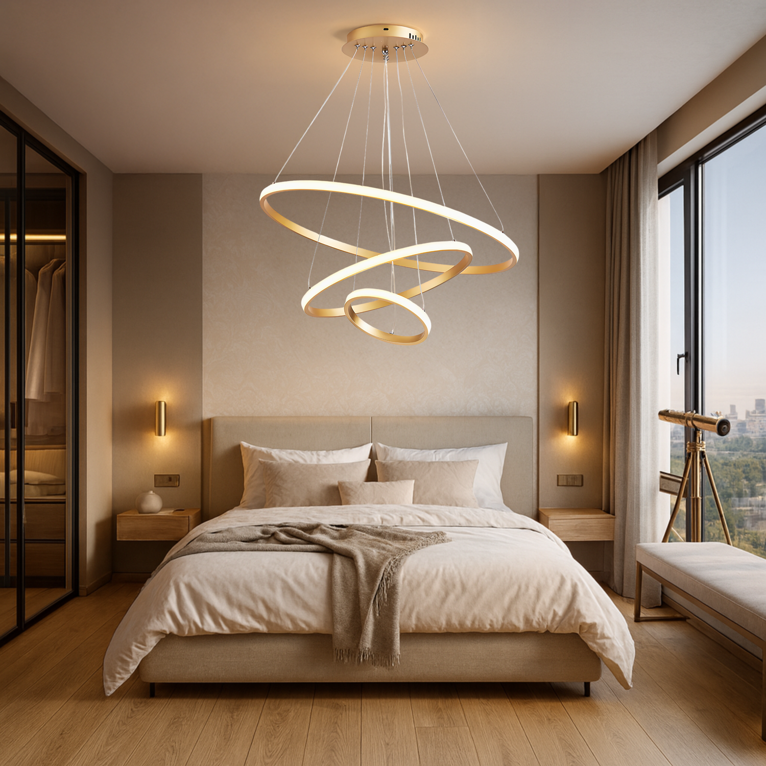 Modern 3-Ring Halo Chandelier Pendant