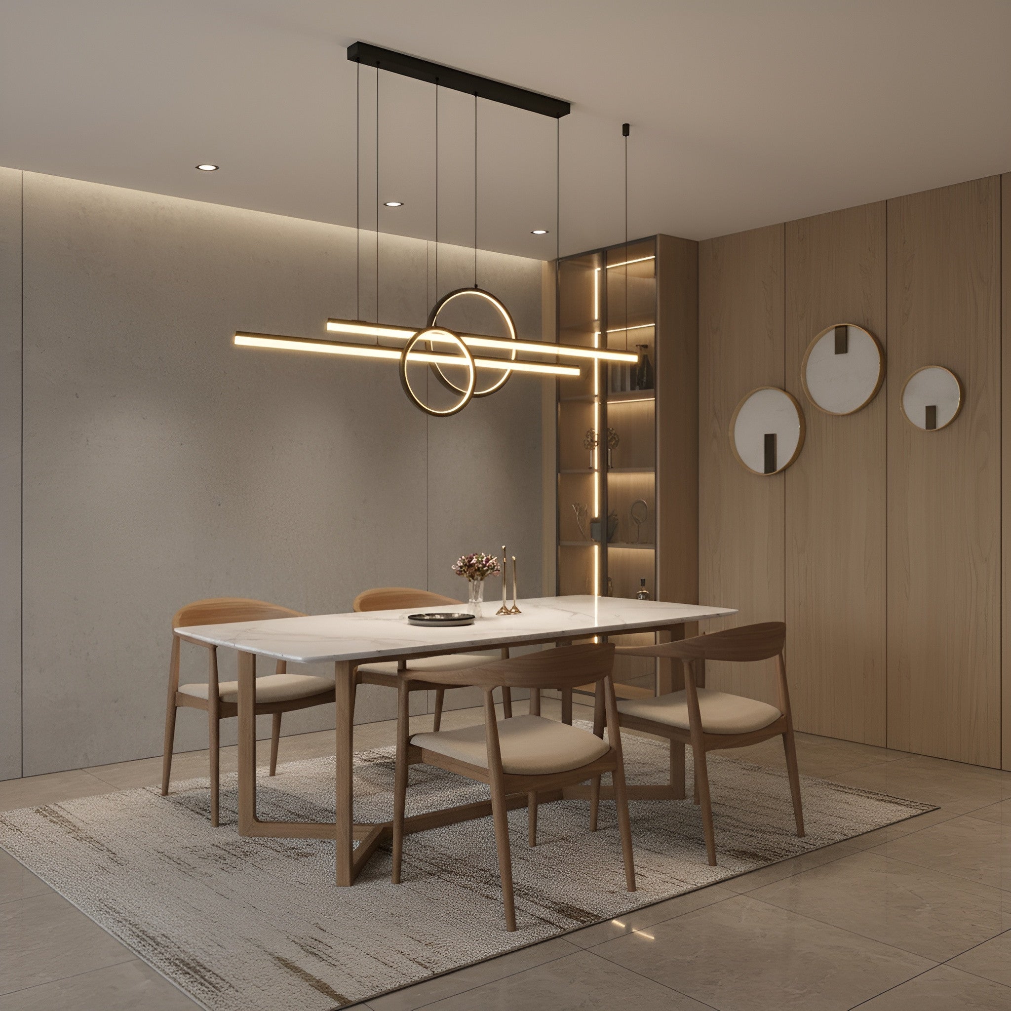Modern Linear Ring Layered Chandelier Pendant