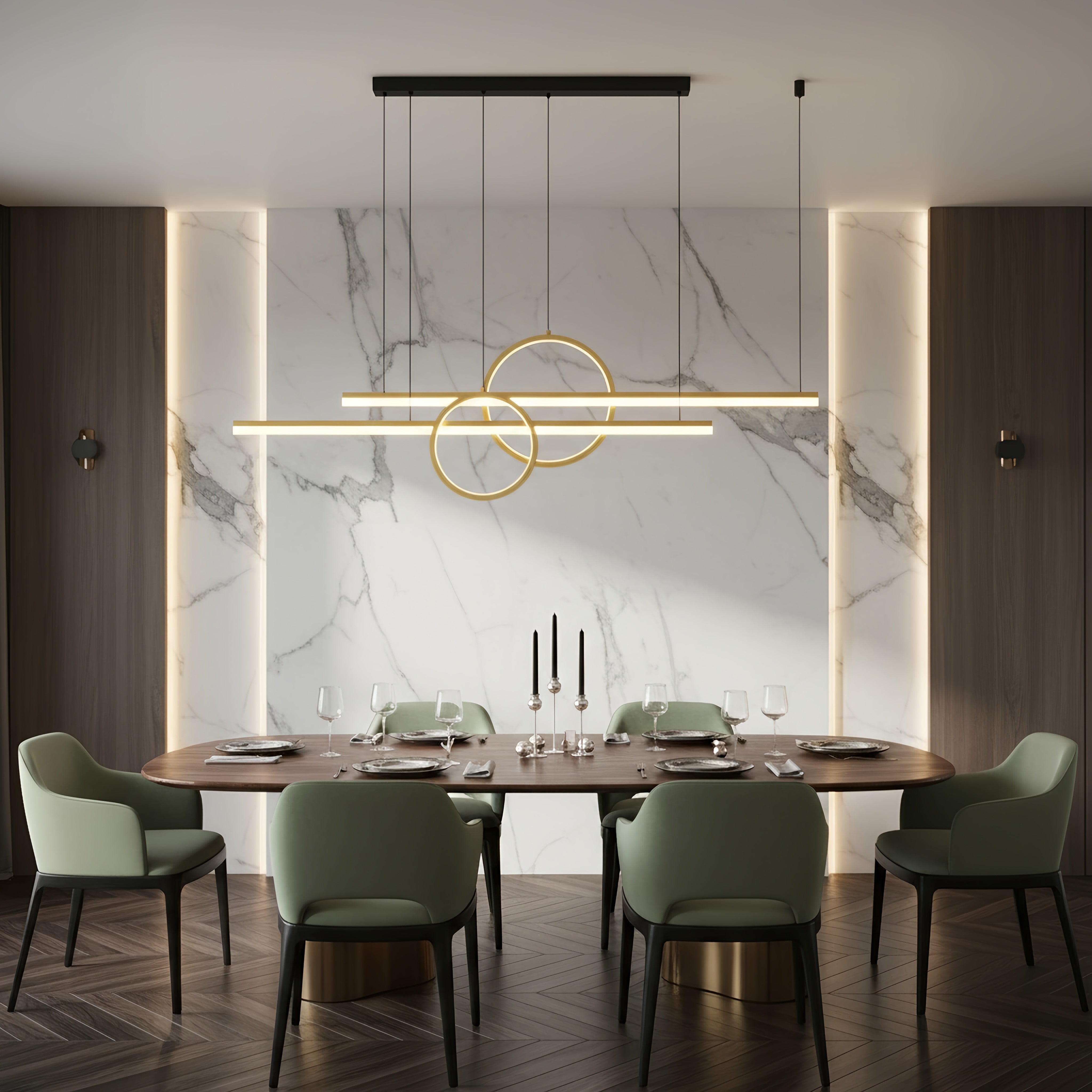 Modern Linear Ring Layered Chandelier Pendant