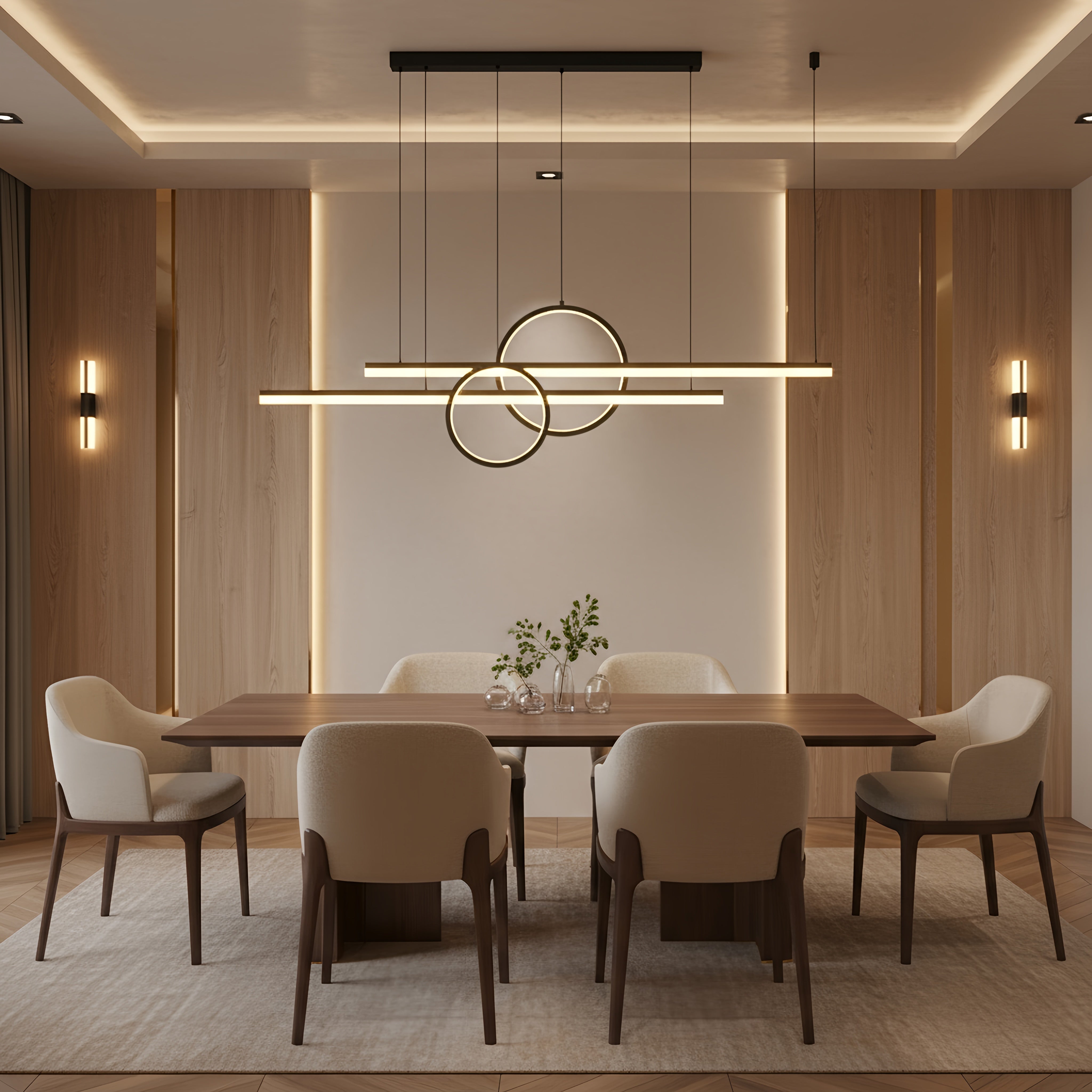 Modern Linear Ring Layered Chandelier Pendant