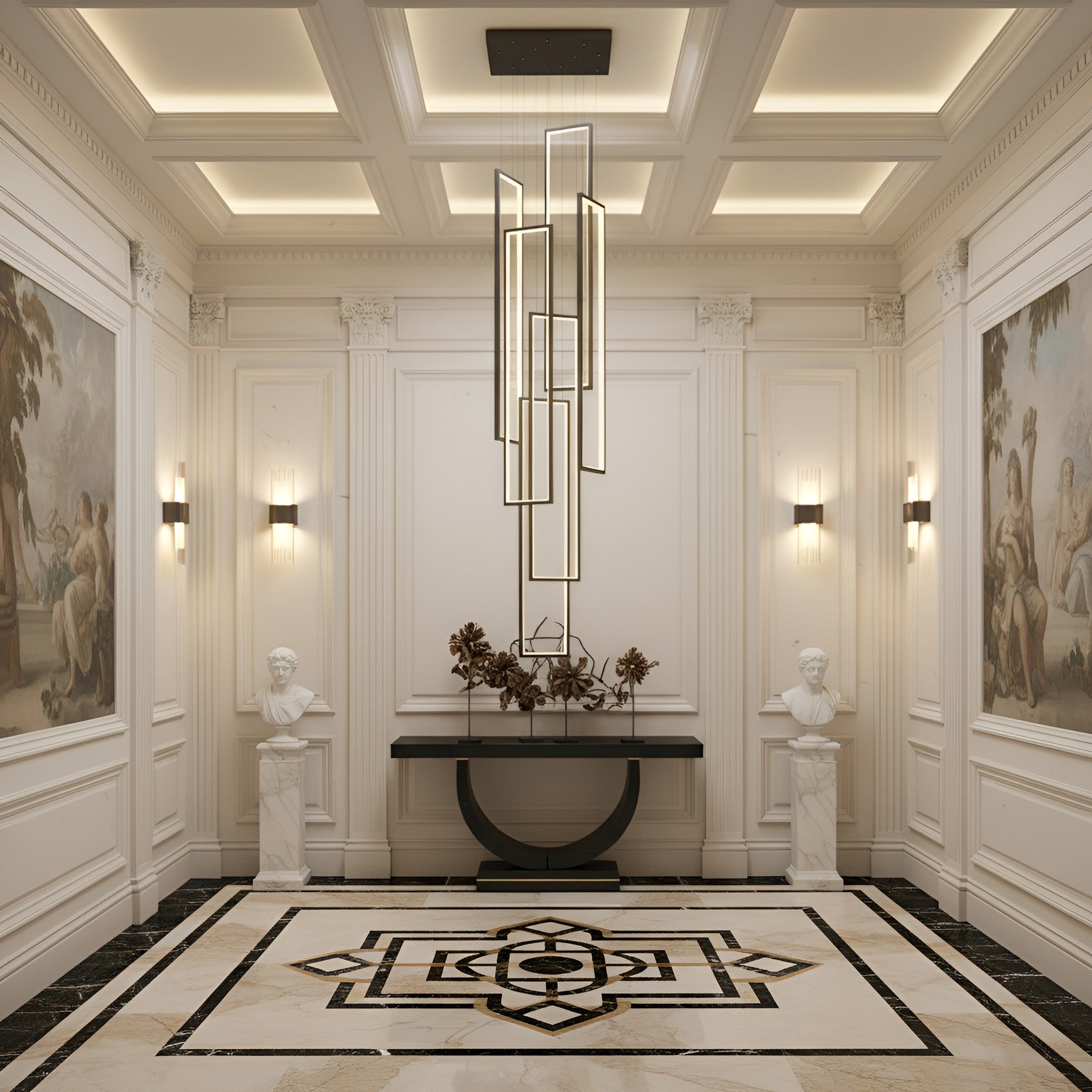 The Rectangle Frame Staircase Chandelier