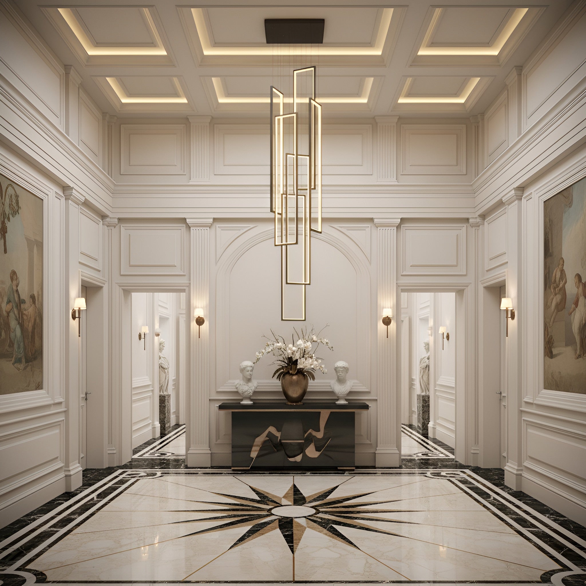The Rectangle Frame Staircase Chandelier