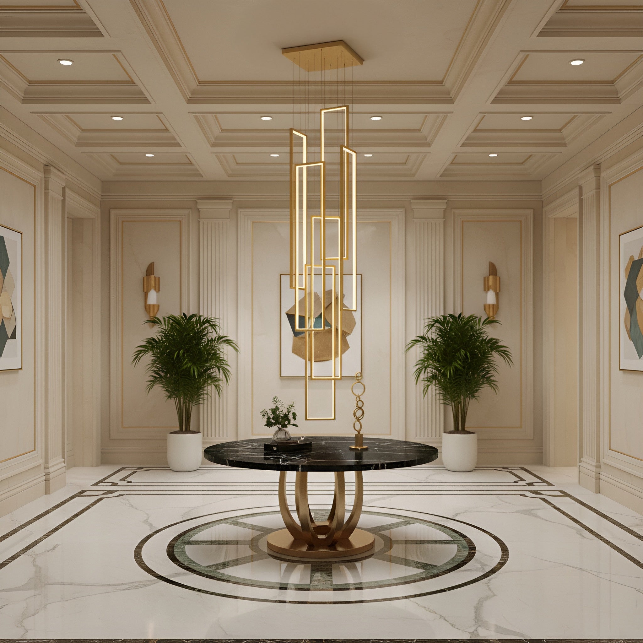 The Rectangle Frame Staircase Chandelier