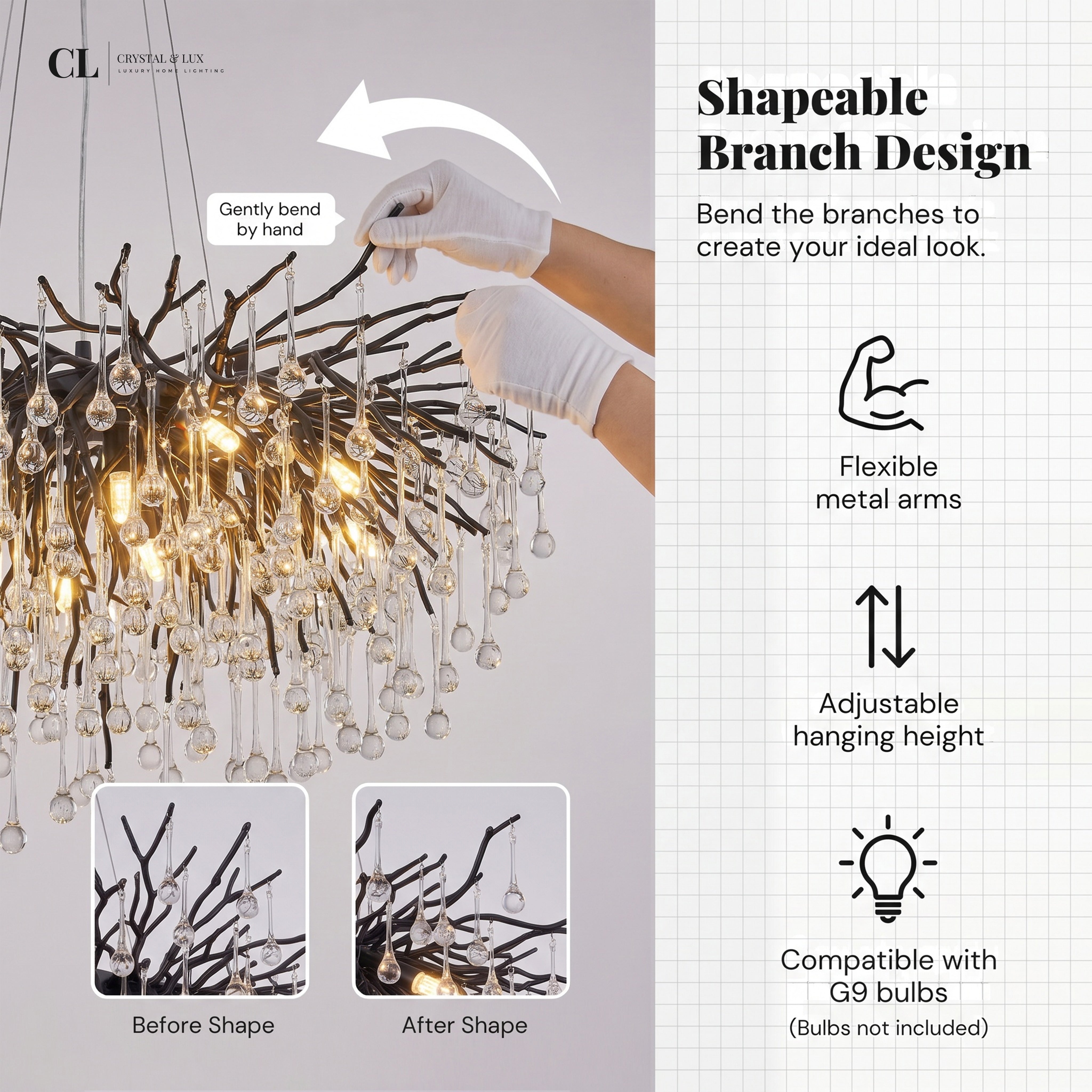 The Crowned Branch Chandelier - Black