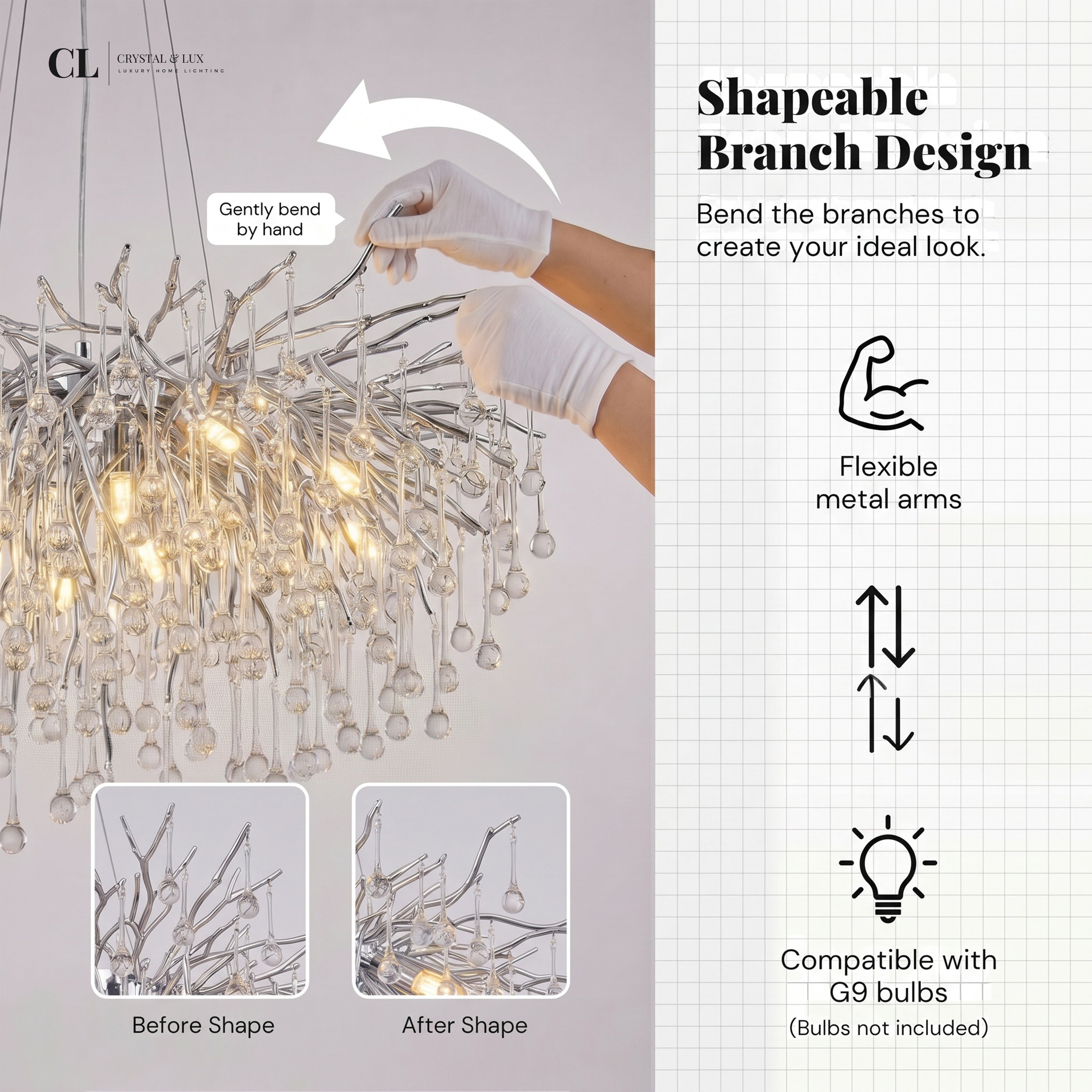 The Crowned Branch Chandelier - Silver