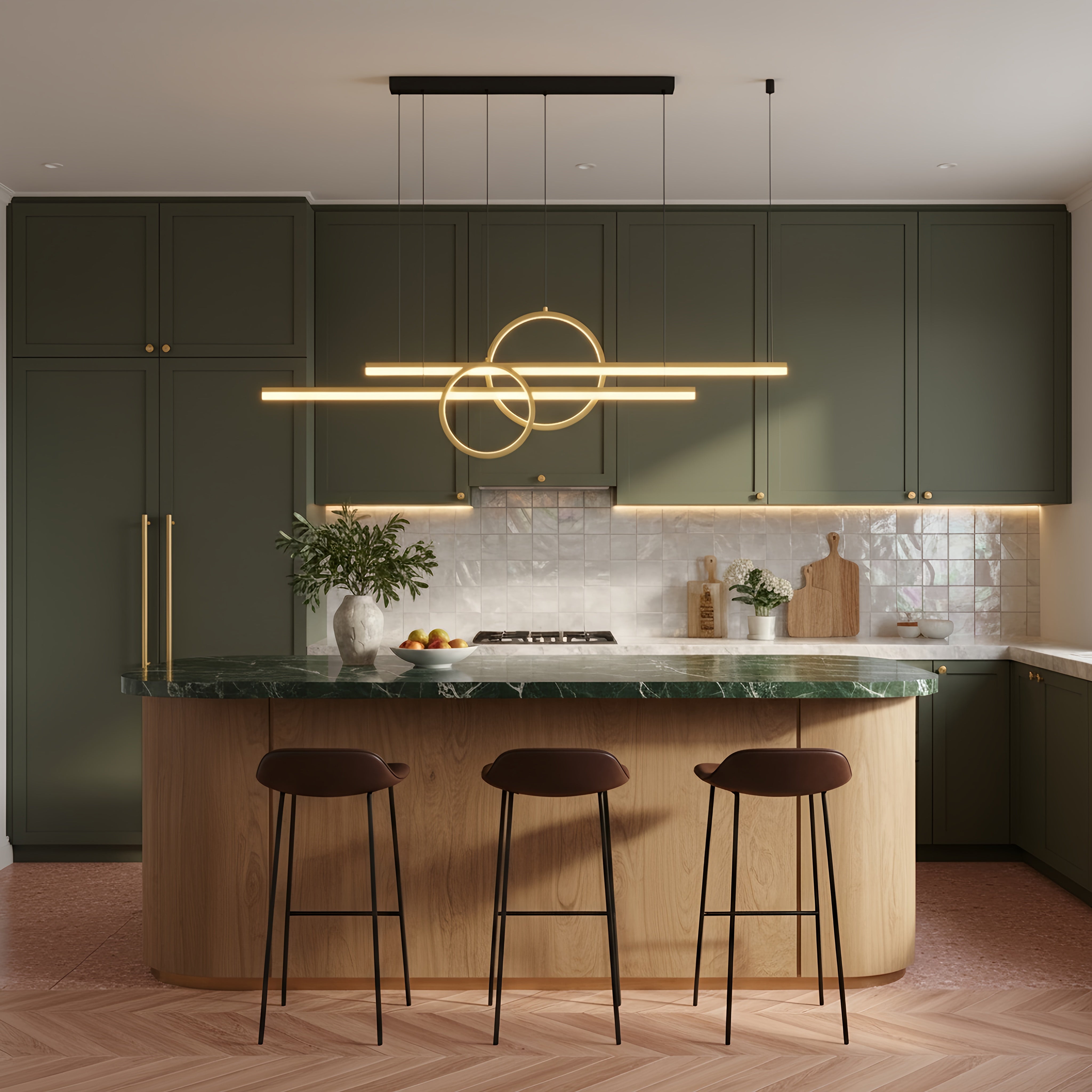 Modern Linear Ring Layered Chandelier Pendant