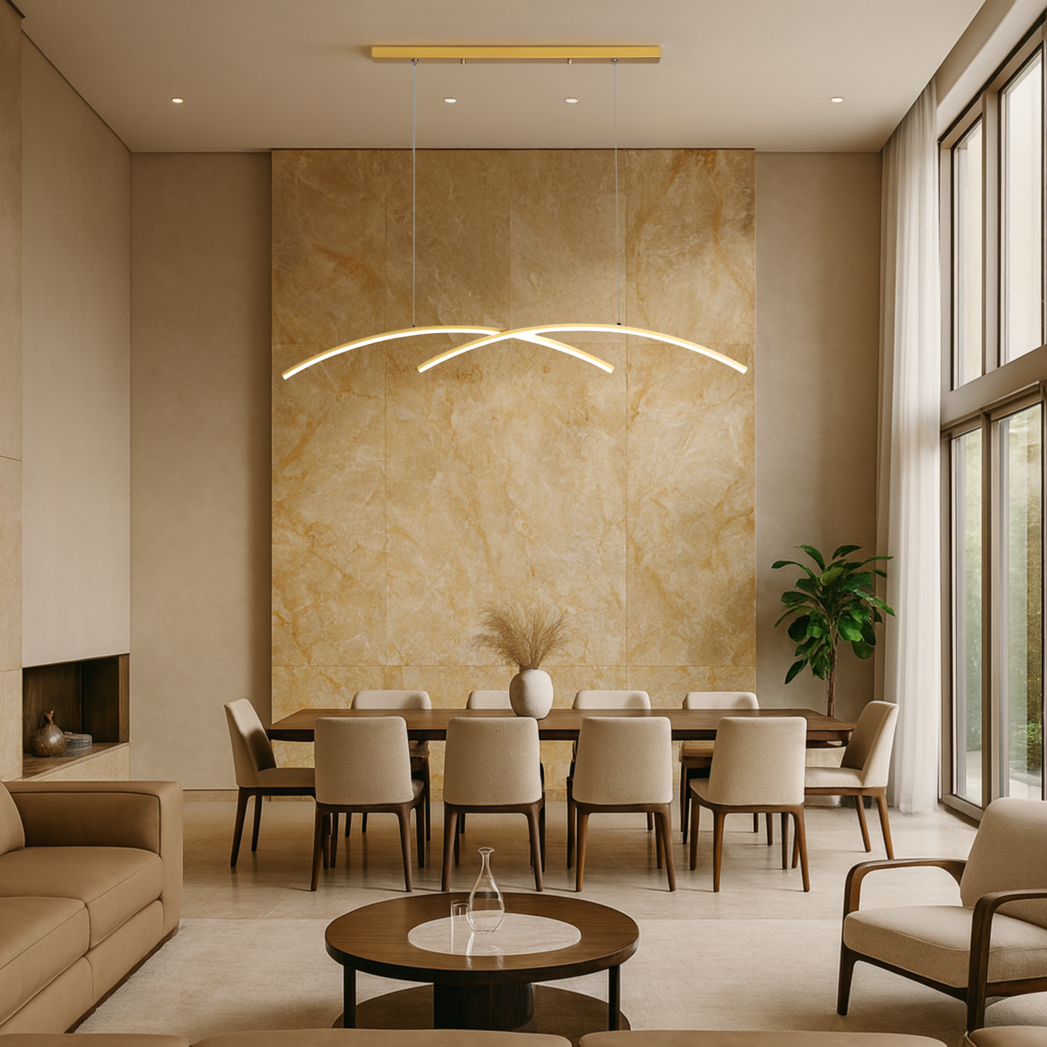 Modern Twin Horizon Arc Pendant