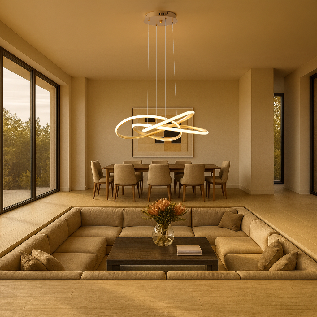 Interloop Design Room The Gold Interloop Pendant – Crystal & Lux