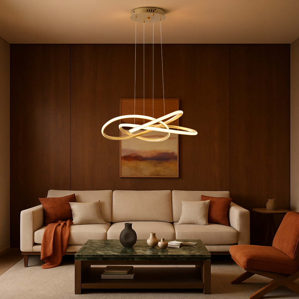 Interloop Design Room The Gold Interloop Pendant – Crystal & Lux