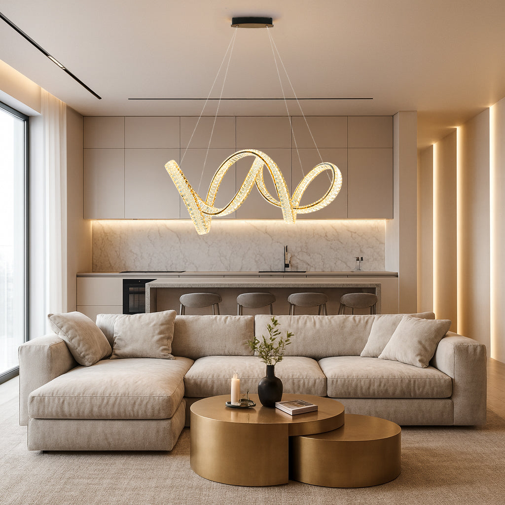 Luxury Crystal Twisted Ribbon Chandelier Pendant