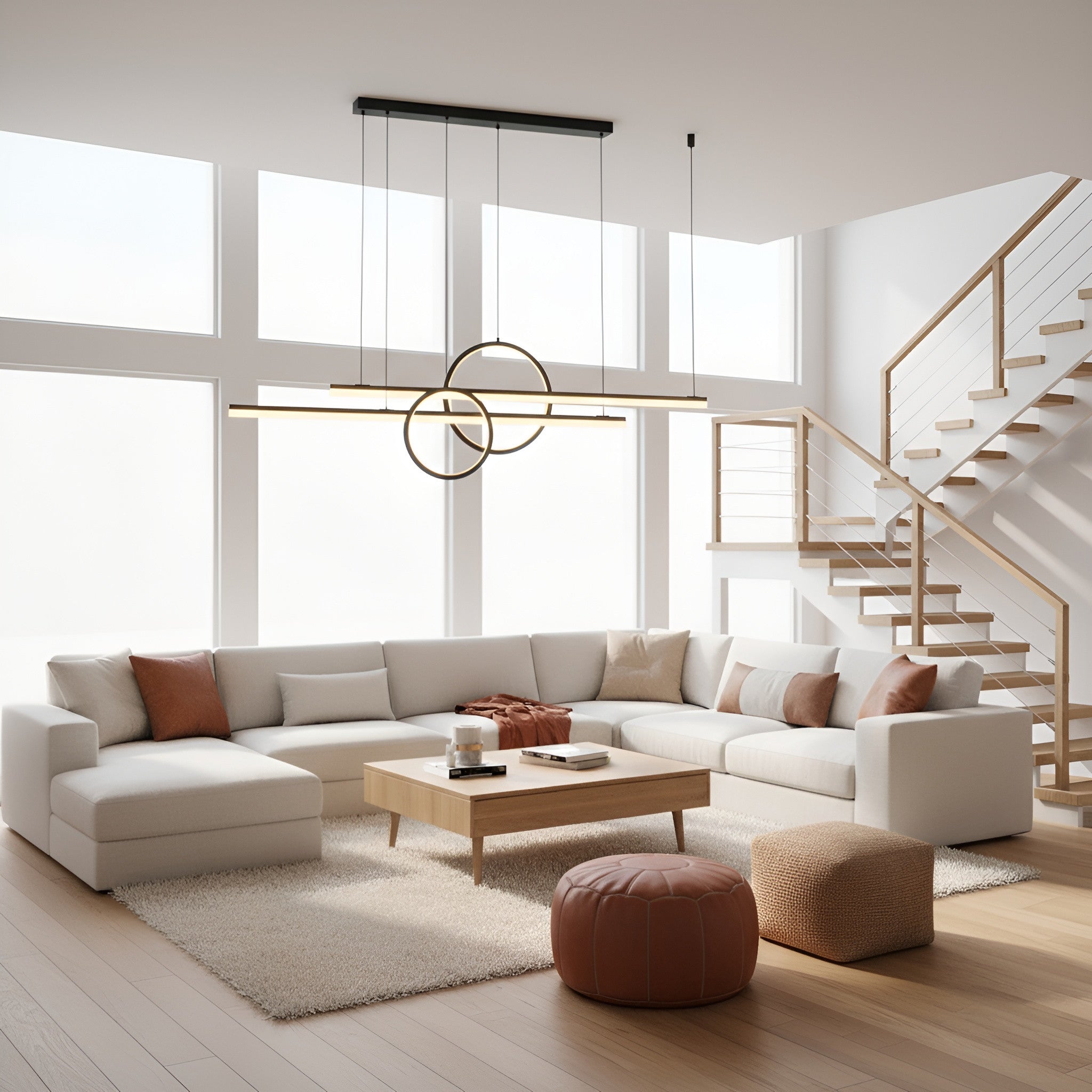 Modern Linear Ring Layered Chandelier Pendant