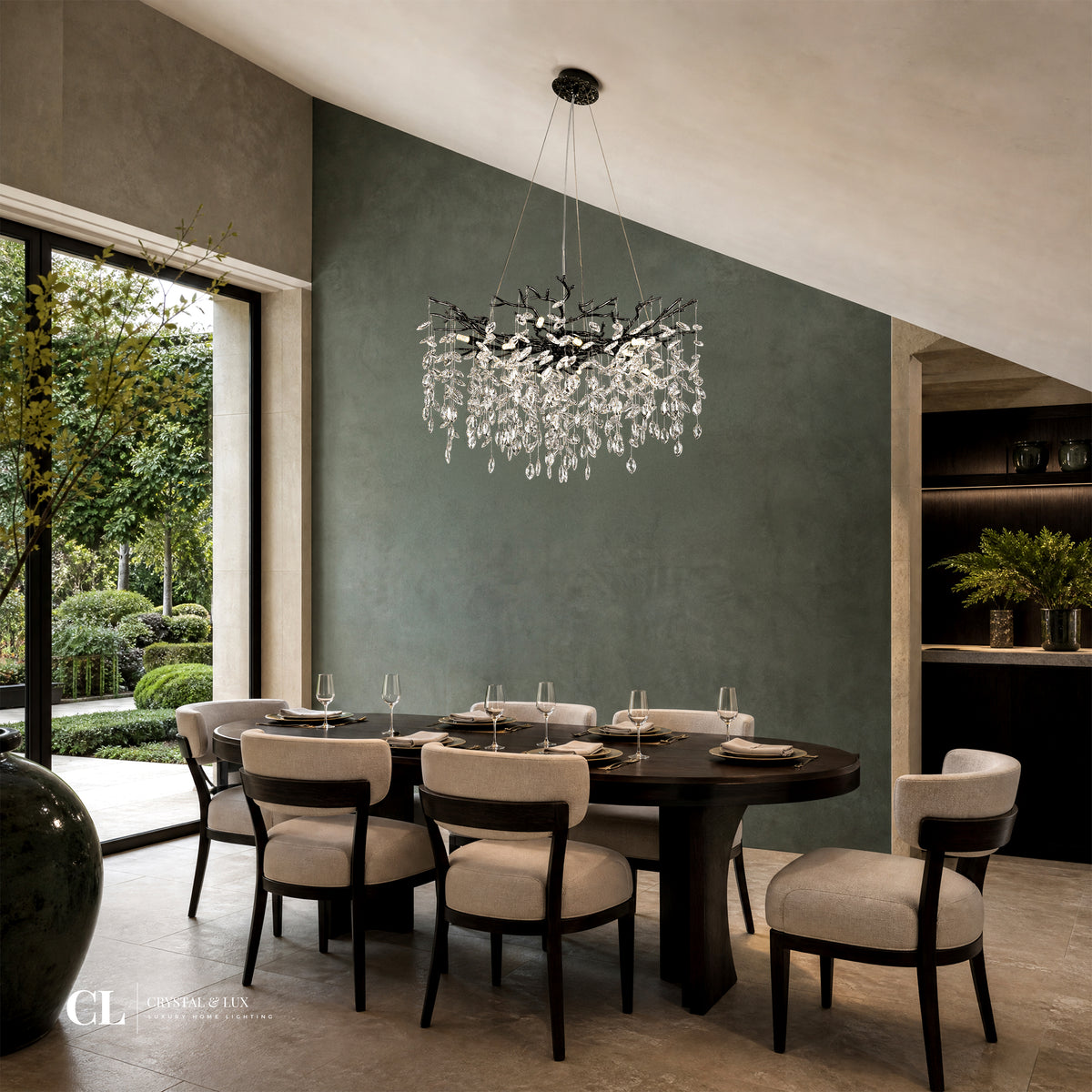 The Majestic Crowned Branch Chandelier (w/ Crystal Leaves)