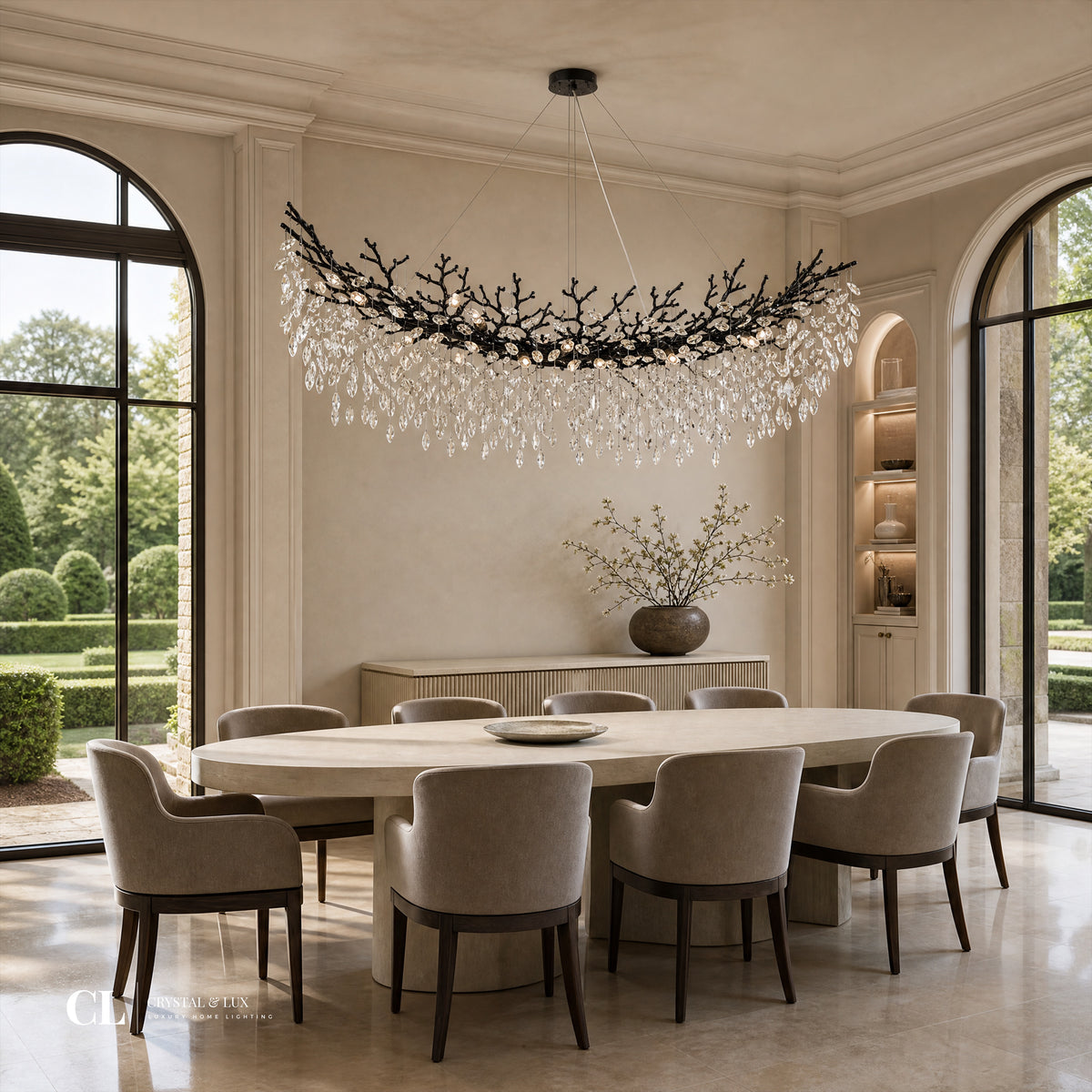 The Royal Crowned Branch Chandelier (w/ Crystal Leaves)