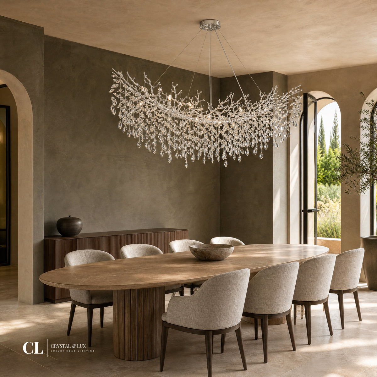 The Royal Crowned Branch Chandelier (w/ Crystal Leaves)