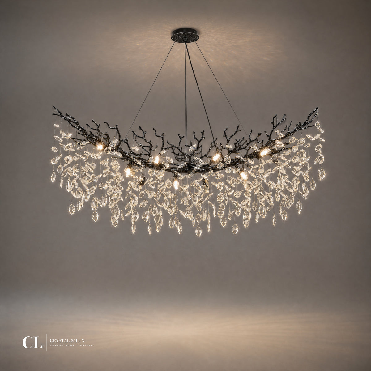 The Royal Crowned Branch Chandelier (w/ Crystal Leaves)