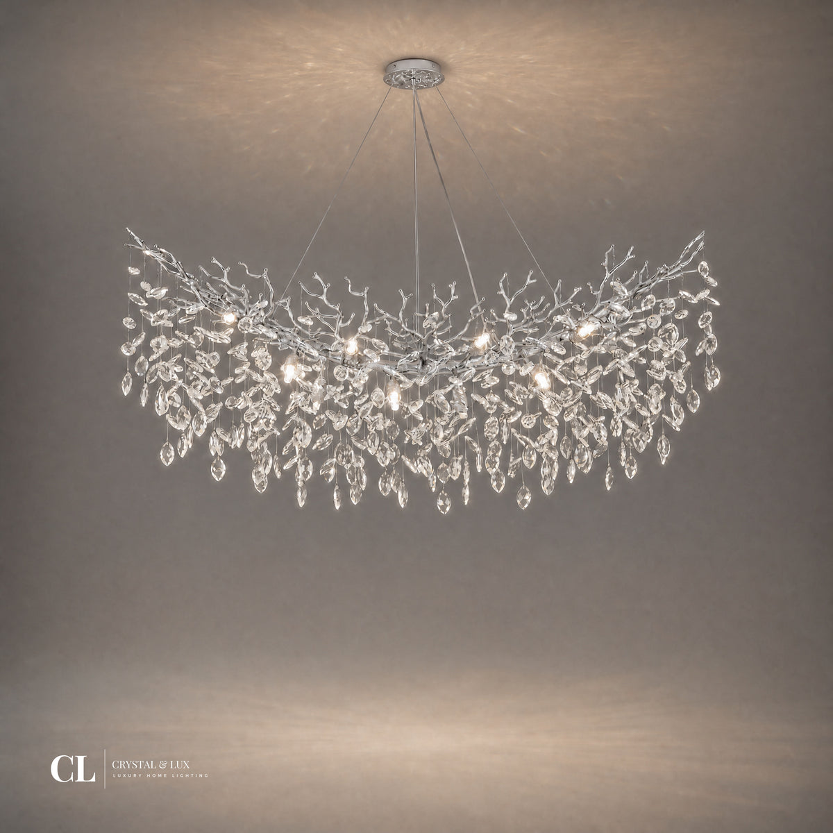 The Royal Crowned Branch Chandelier (w/ Crystal Leaves)