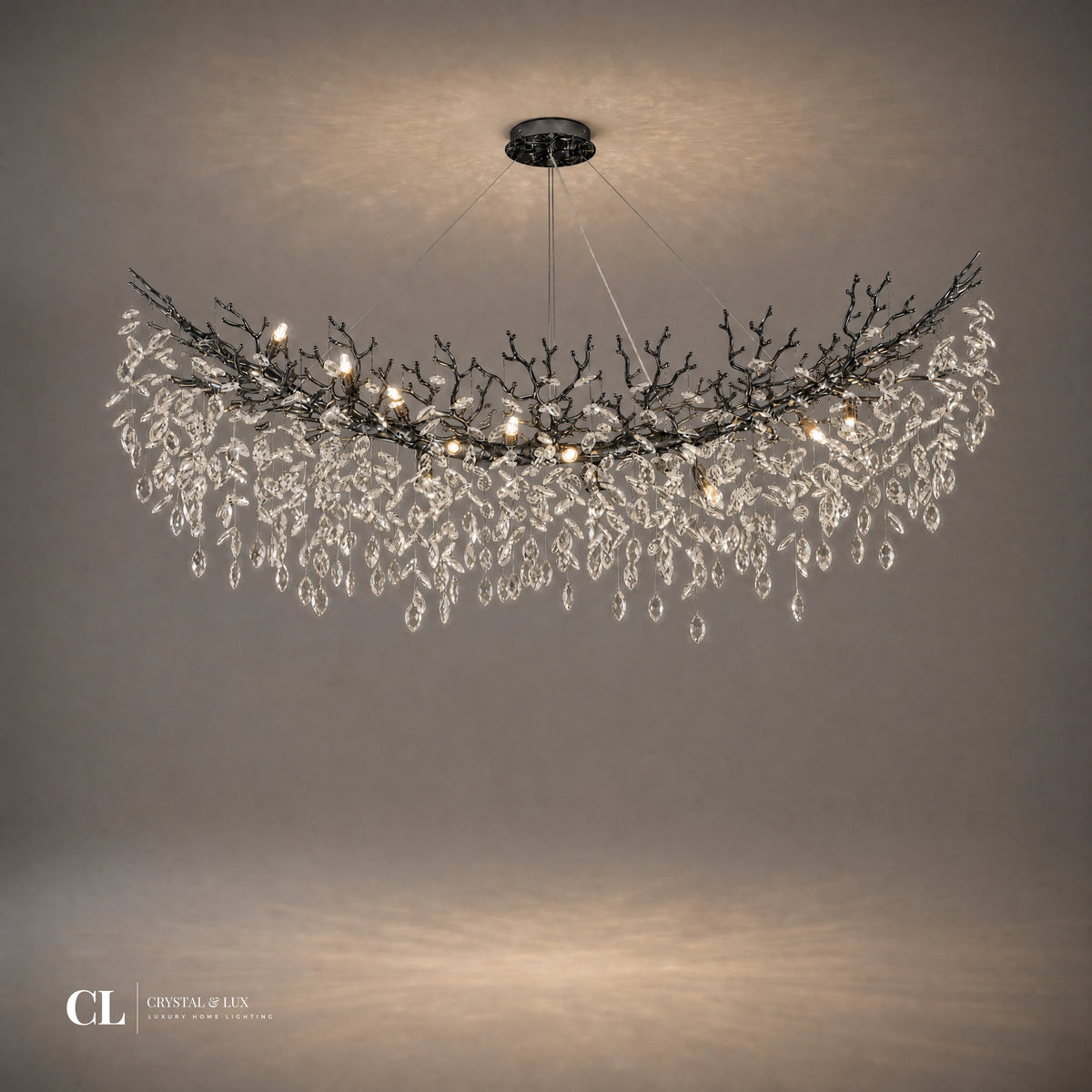The Royal Crowned Branch Chandelier (w/ Crystal Leaves)