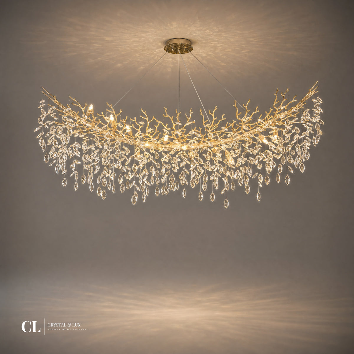 The Royal Crowned Branch Chandelier (w/ Crystal Leaves)
