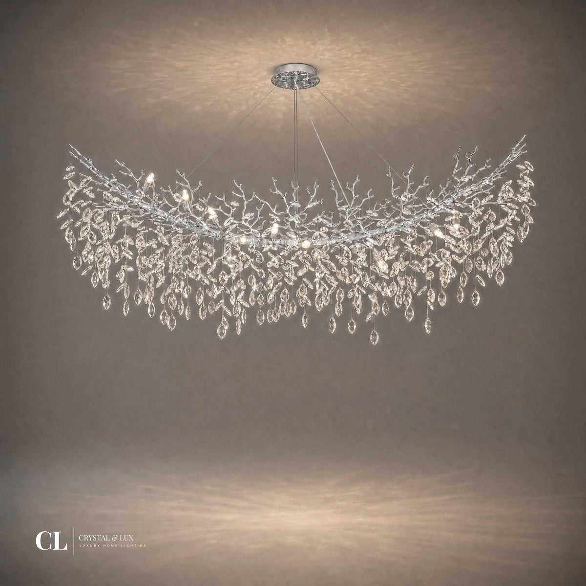 The Royal Crowned Branch Chandelier (w/ Crystal Leaves)