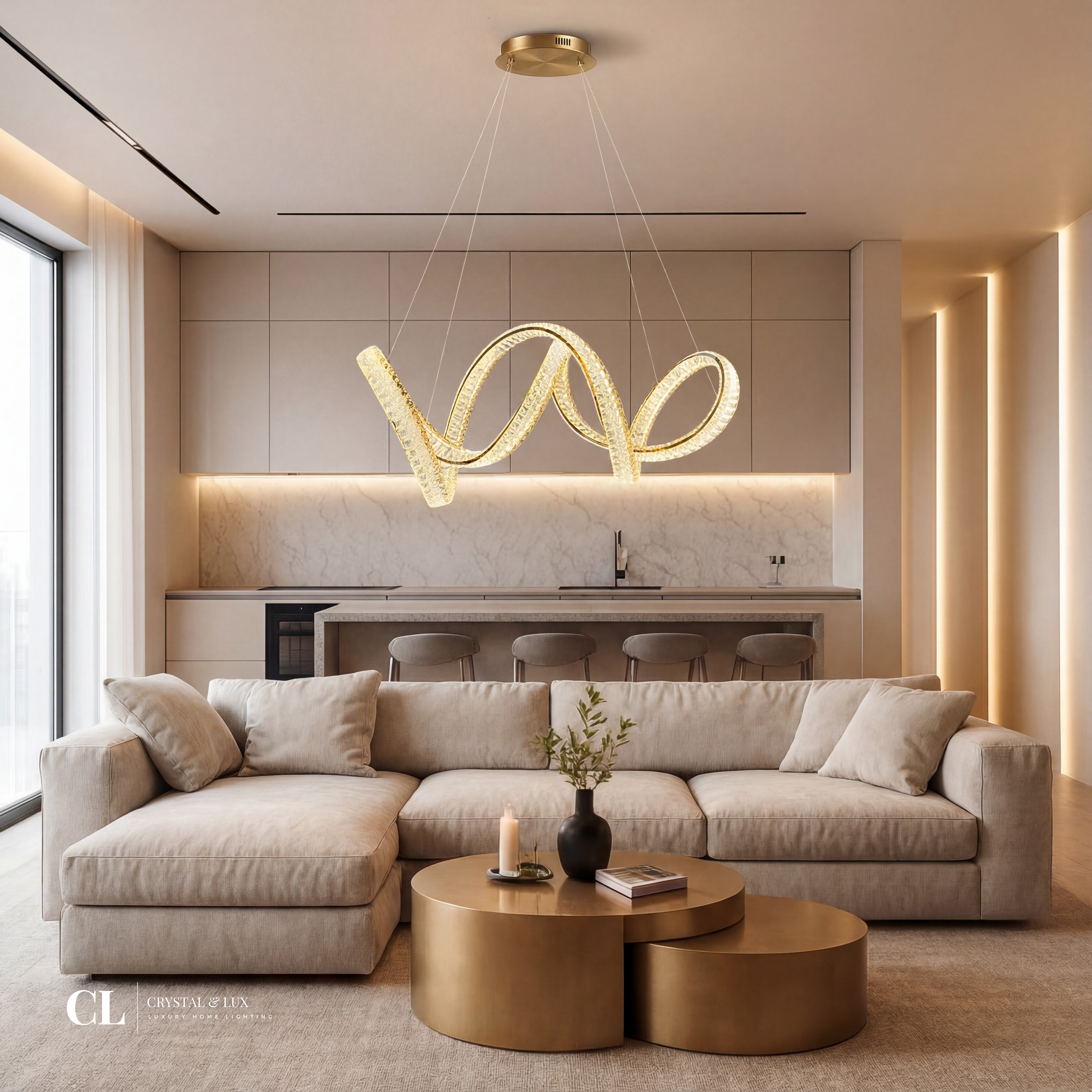 The Crystal Twisted Ribbon Chandelier