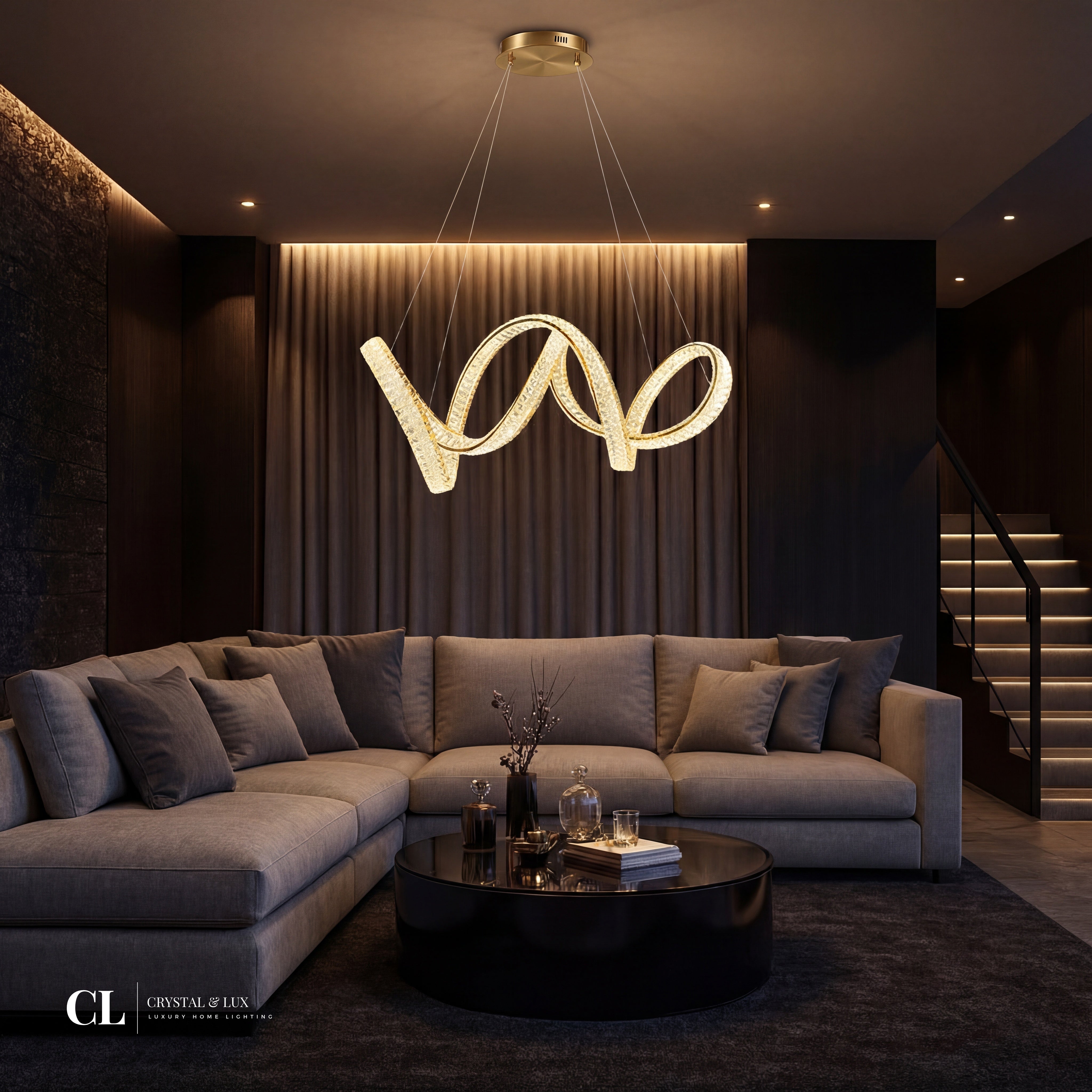 The Crystal Twisted Ribbon Chandelier