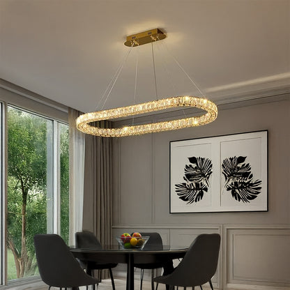 Luxury Crystal Curved Frame Chandelier Pendant