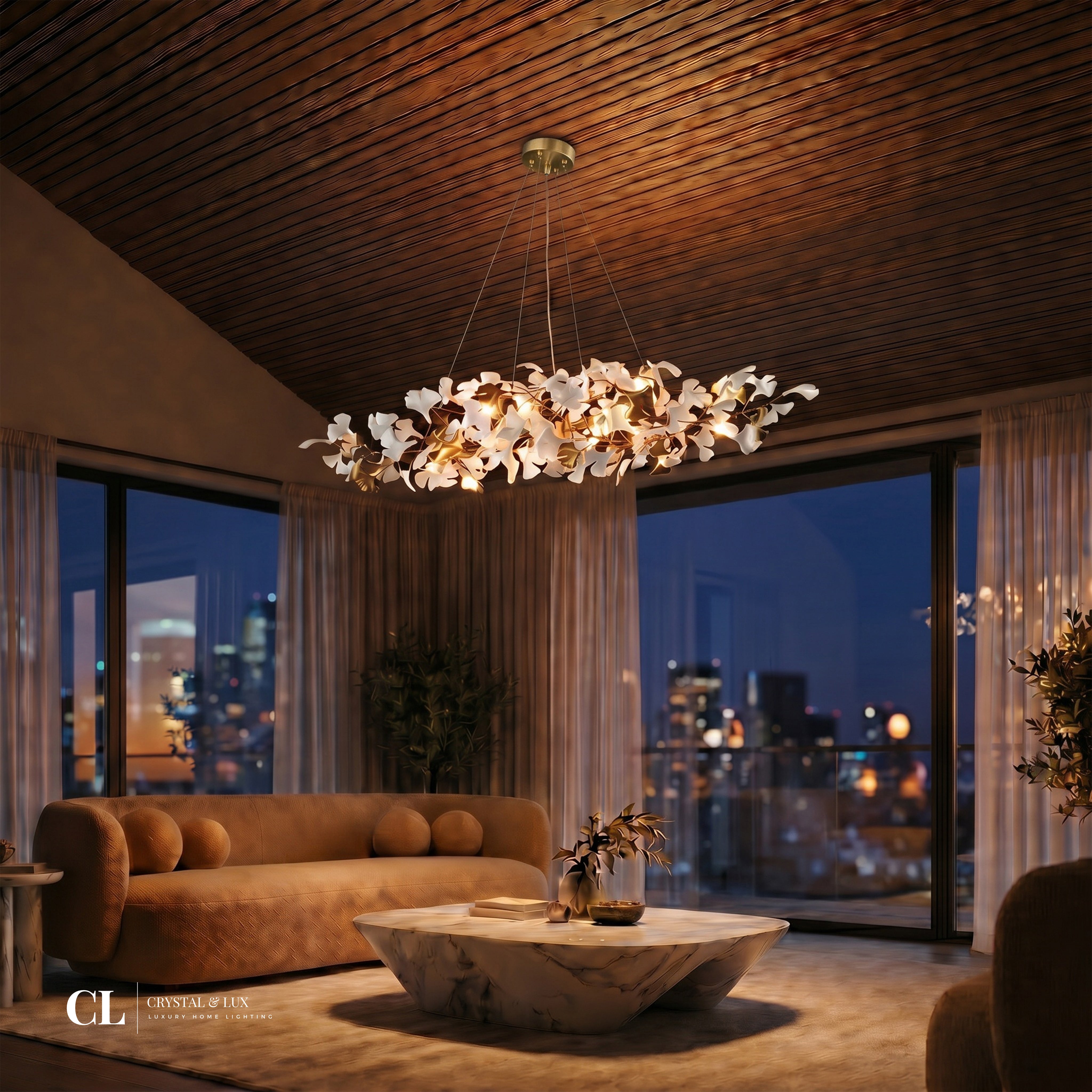 The Golden Ginkgo Chandelier