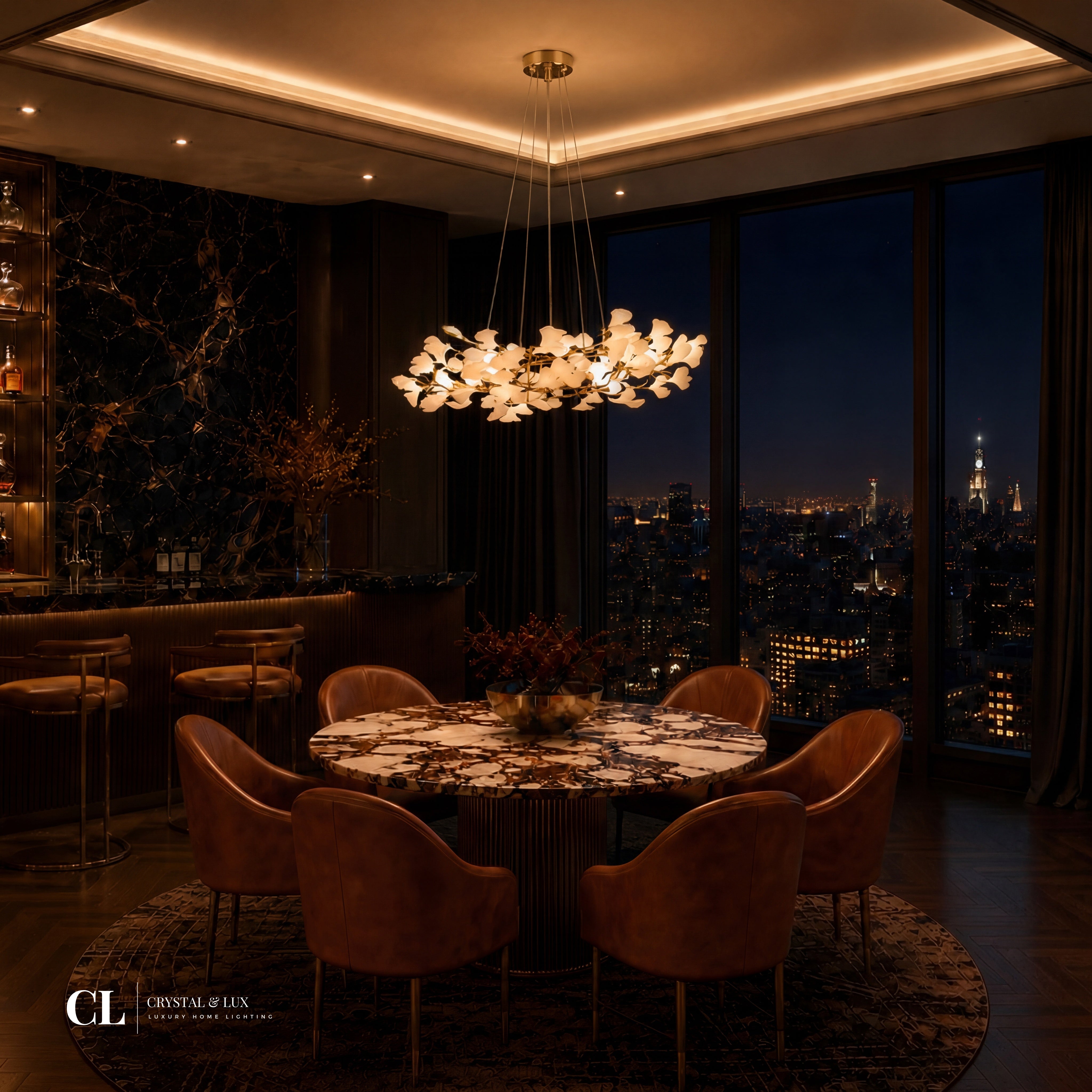 The Golden Ginkgo Chandelier
