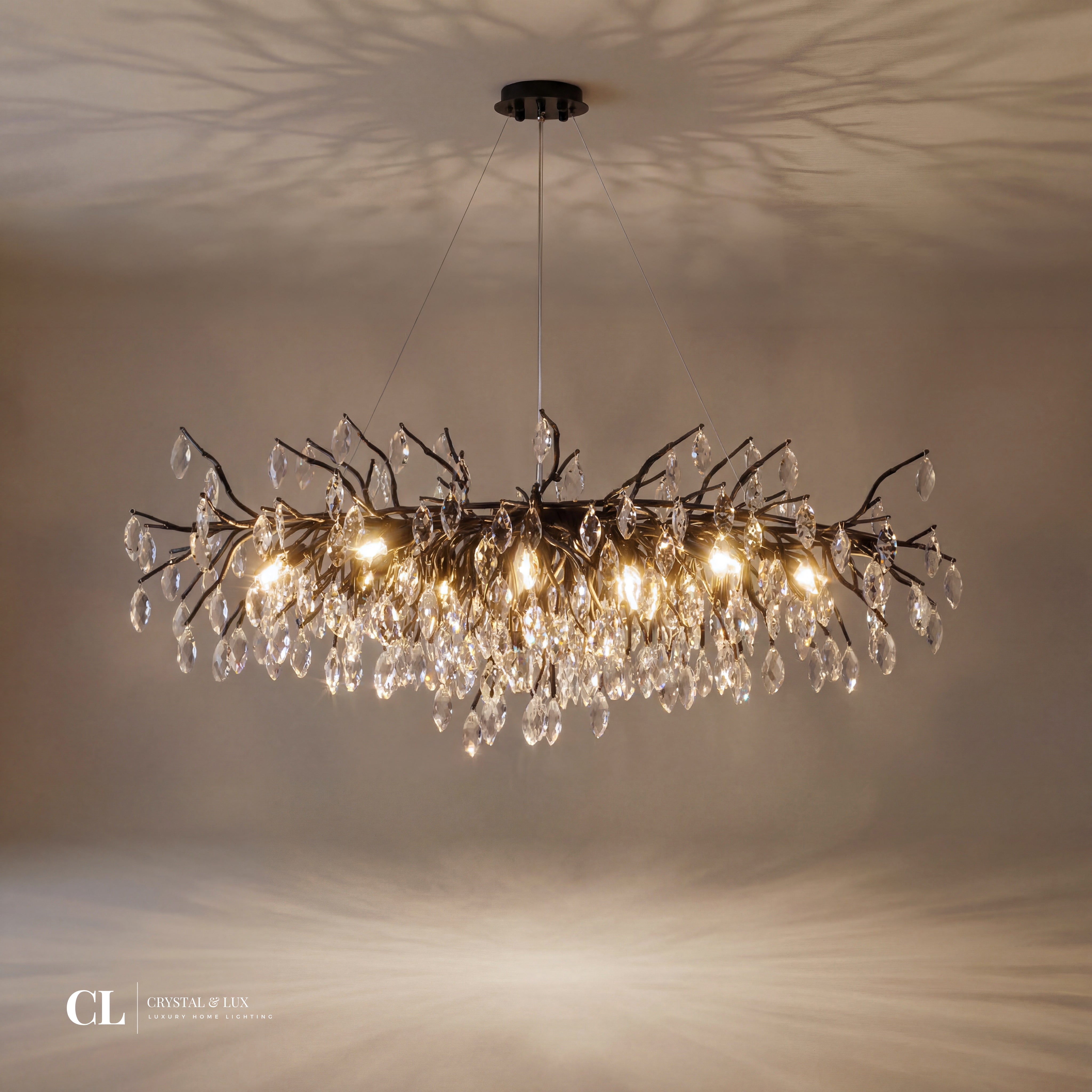 The Grand Crowned Branch Chandelier (w/ Crystal Leaves)