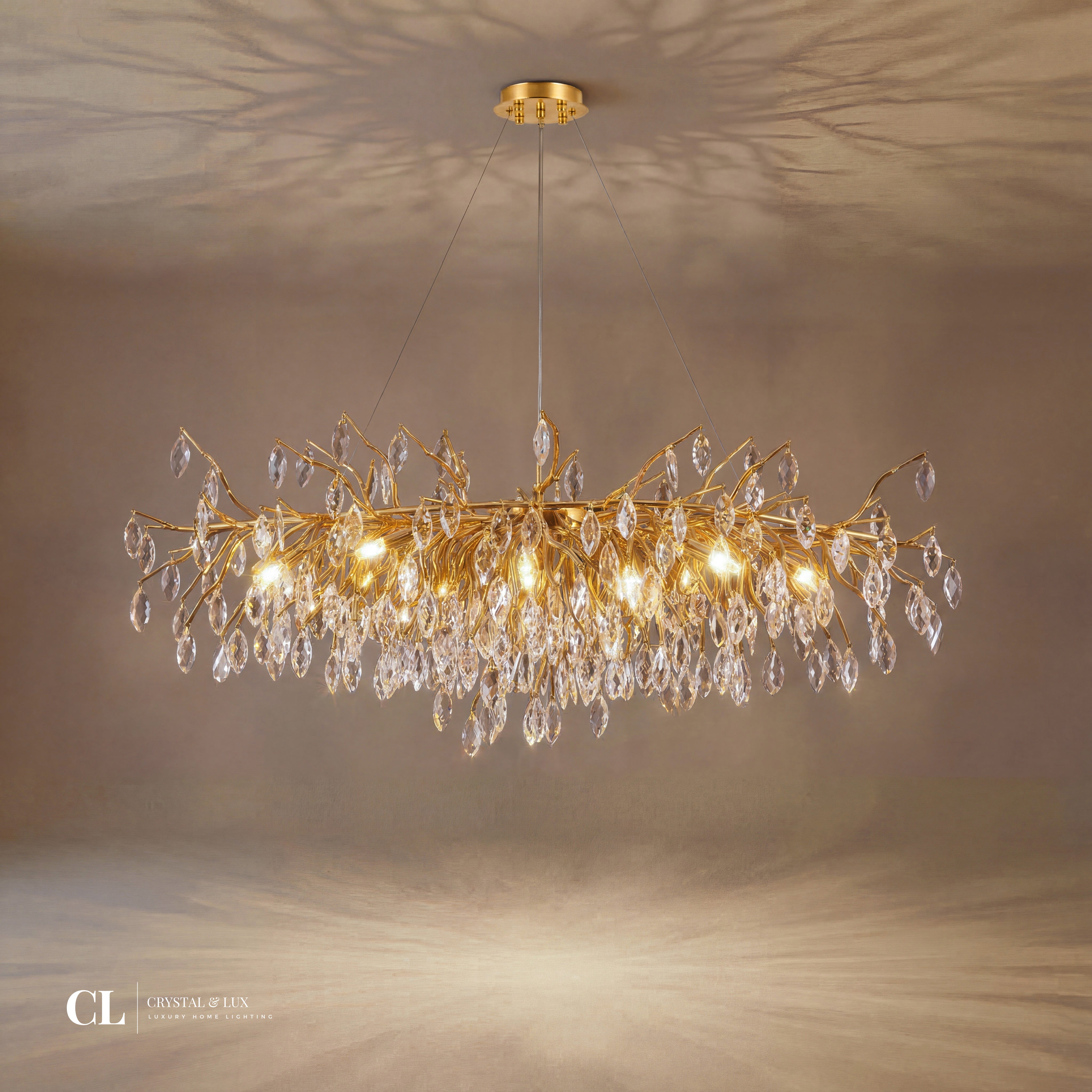 The Grand Crowned Branch Chandelier (w/ Crystal Leaves)