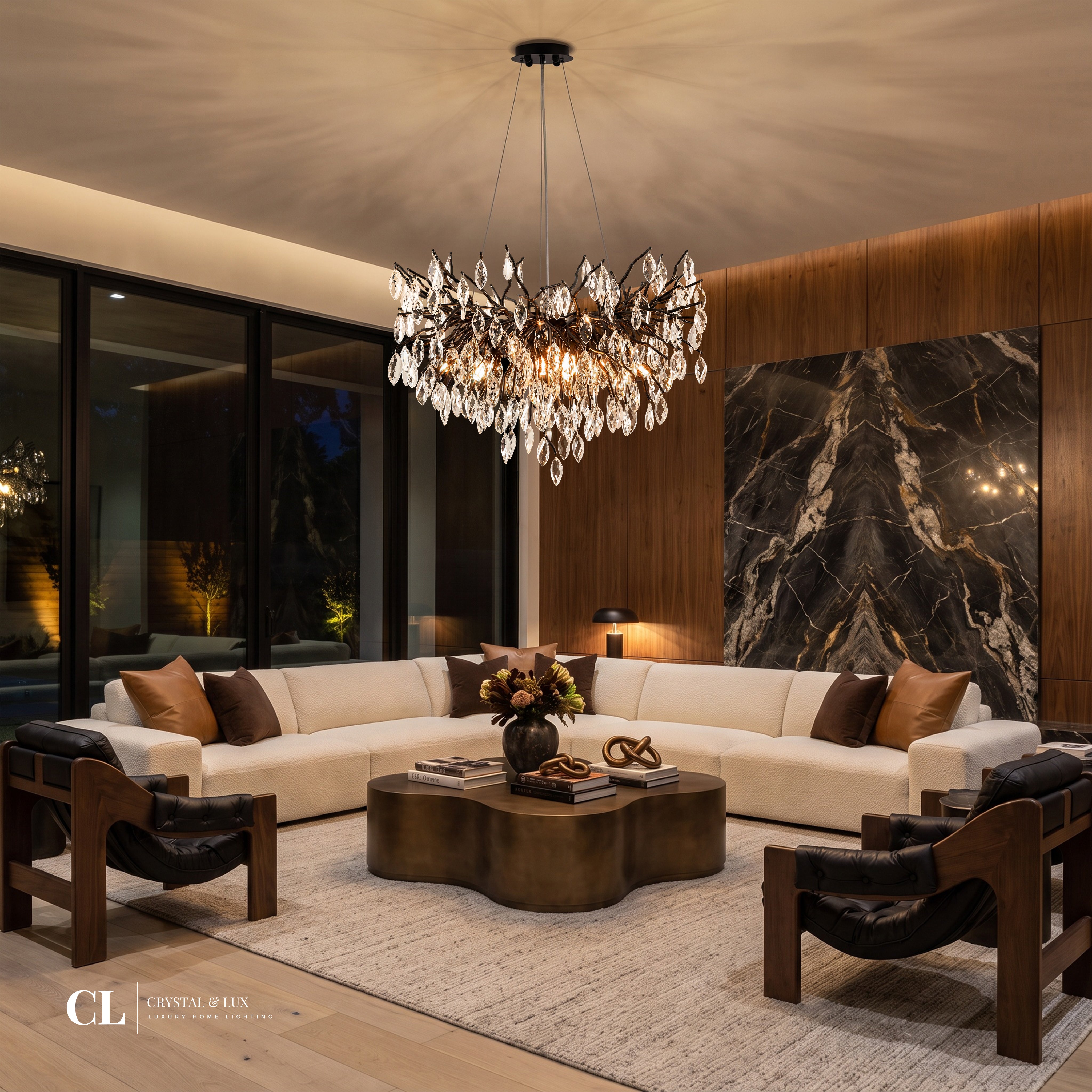 The Crowned Branch Chandelier (w/ Crystal Leaves)
